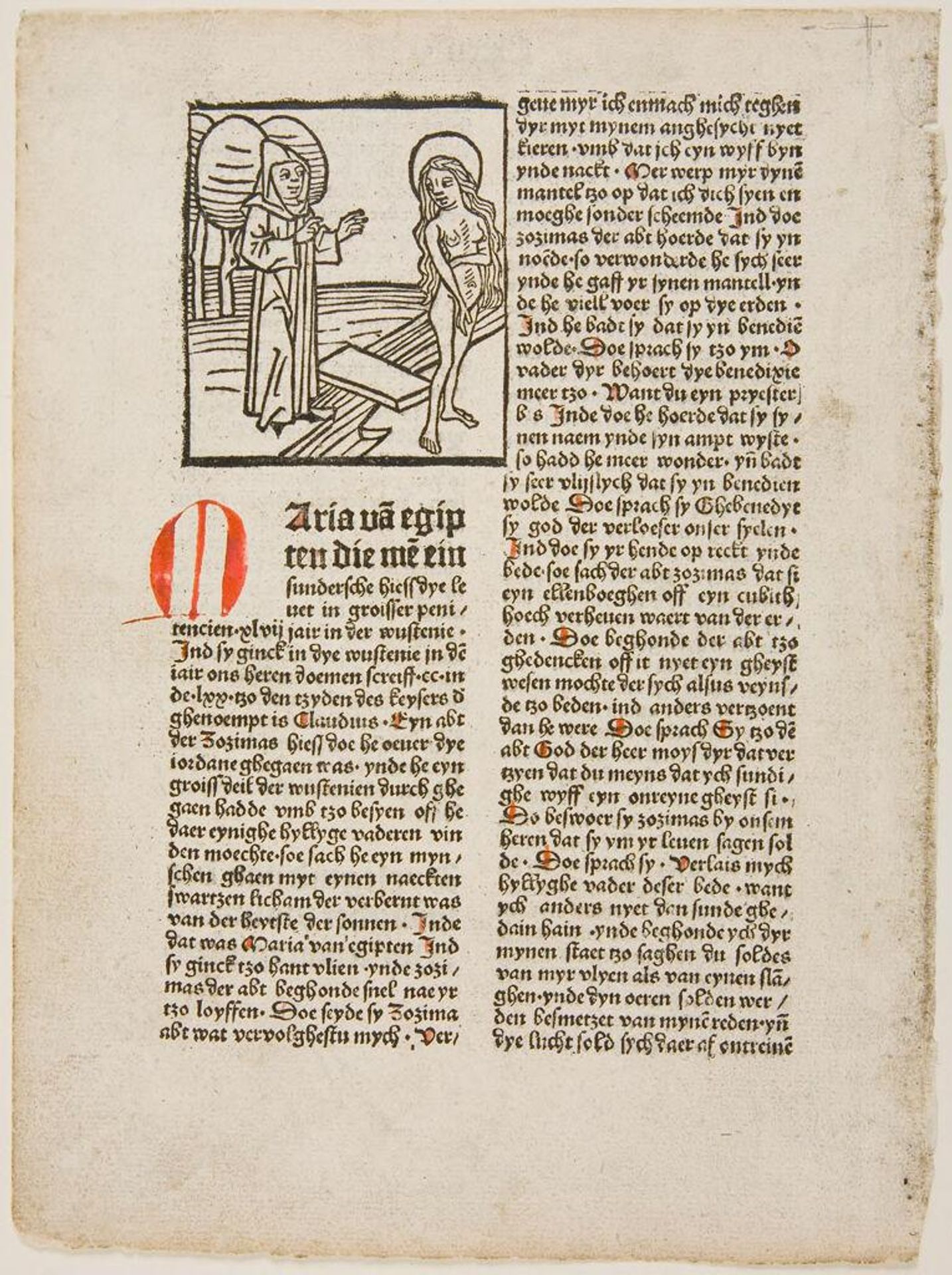 Saint Mary of Egypt, Illustration from Jacobus de Voragine, Heiligenlegenden.  Cologne, Ludwig von Renchen, 1485 by Anonymous
