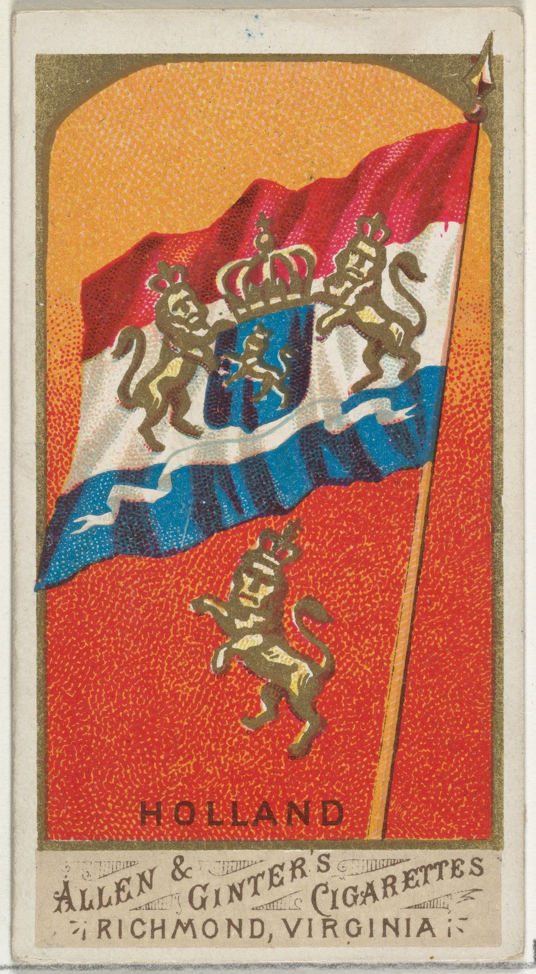 Holland, from Flags of All Nations, Series 1 (N9) for Allen & Ginter Cigarettes Brands by Allen & Ginter