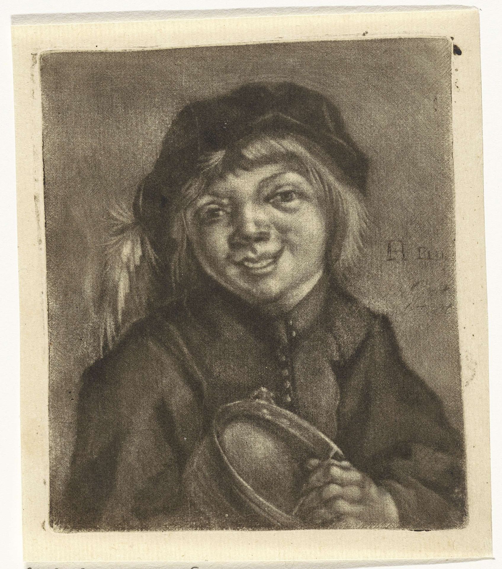 Jongen met een kom en een lepel by Johannes de (II) Groot