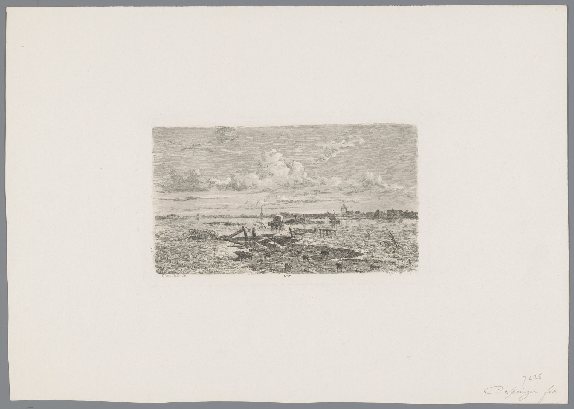 Weggespoelde weg tussen Oss en Lith, 1855 by Cornelis Springer