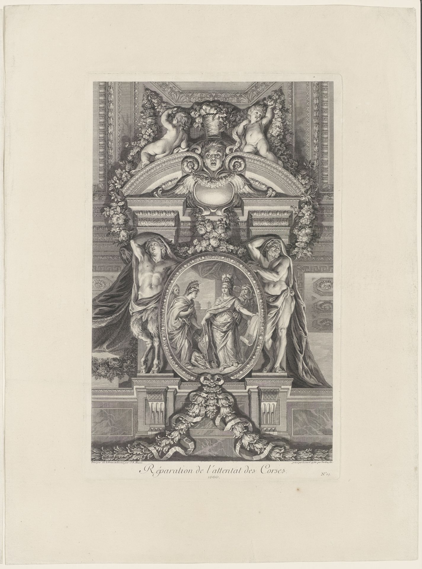 Plafondschildering in de Spiegelzaal van Kasteel Versailles by Jean Michel Liotard