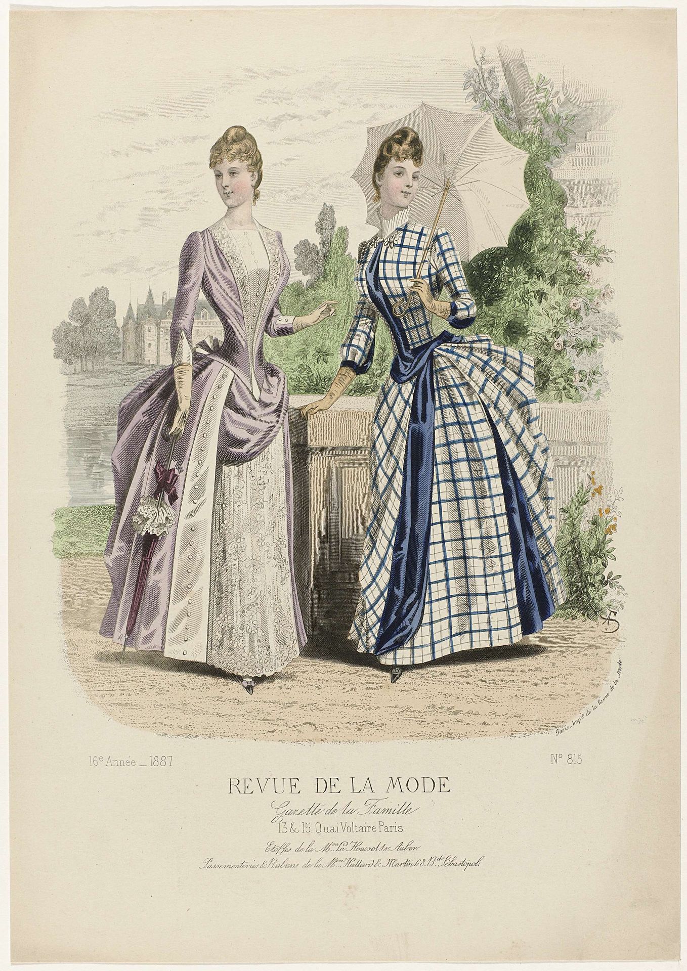 Revue de la Mode, Gazette de la Famille, dimanche 14 août 1887, 16e Année, No. 815: Etoffes de la M.on Le Houssel (...) by Anonymous