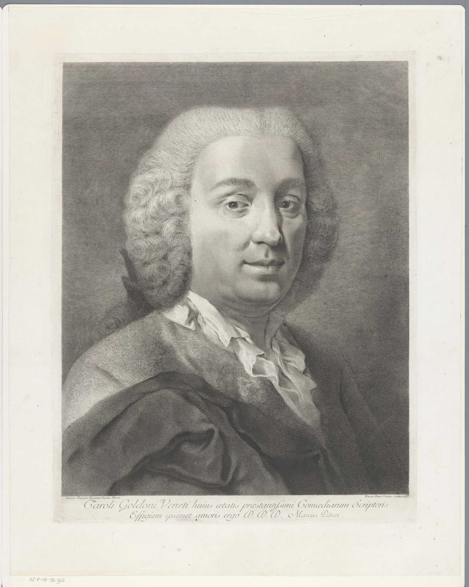 Portret van toneelschrijver Carlo Goldoni by Giovanni Marco Pitteri