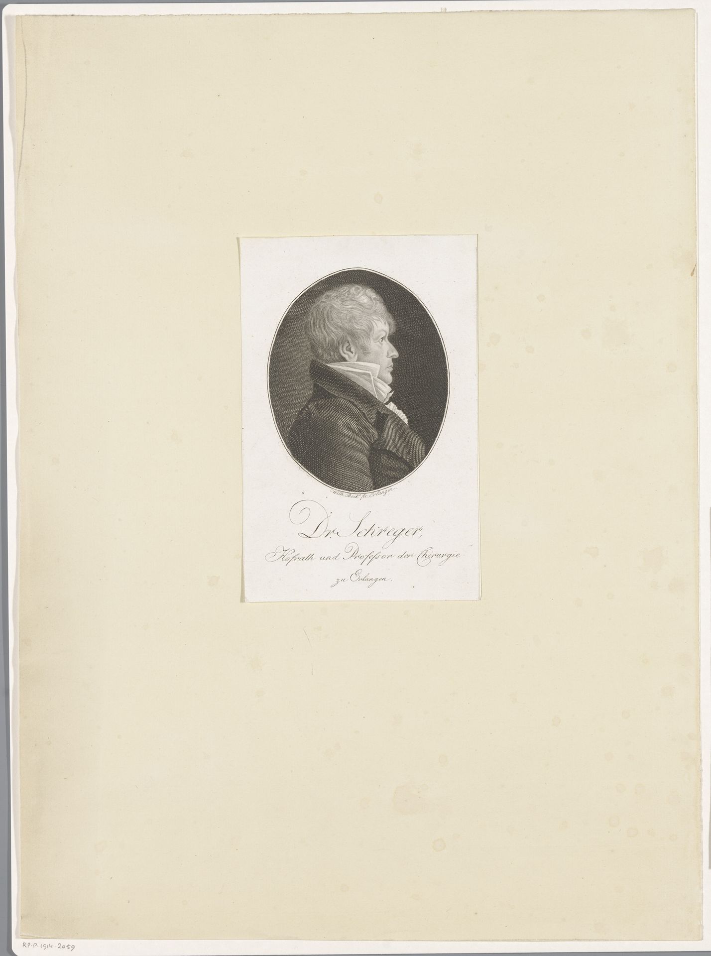 Portret van Bernhard Nathanael Gottlob Schreger by Christoph-Wilhelm Bock