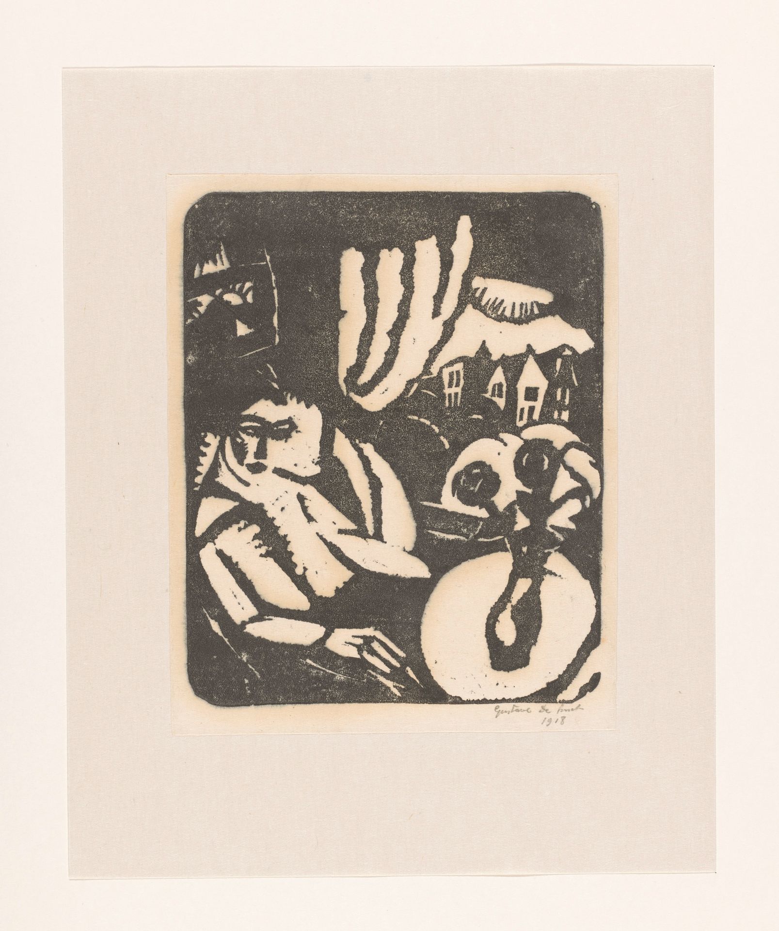 Vrouw zittend bij een venster by Gustave De Smet