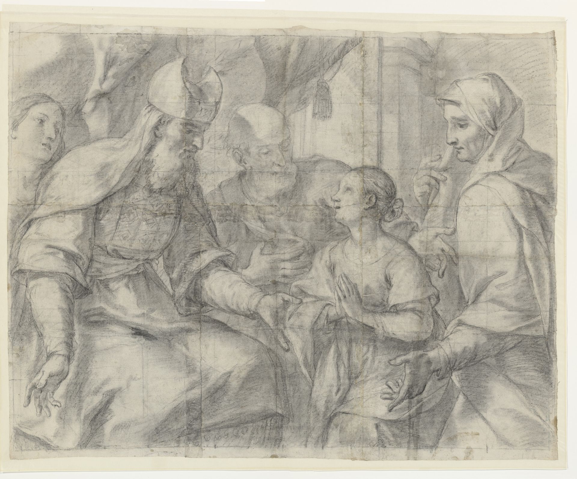 Groot ontwerp voor een tempelgang van Maria by Giovanni Andrea Ansaldo