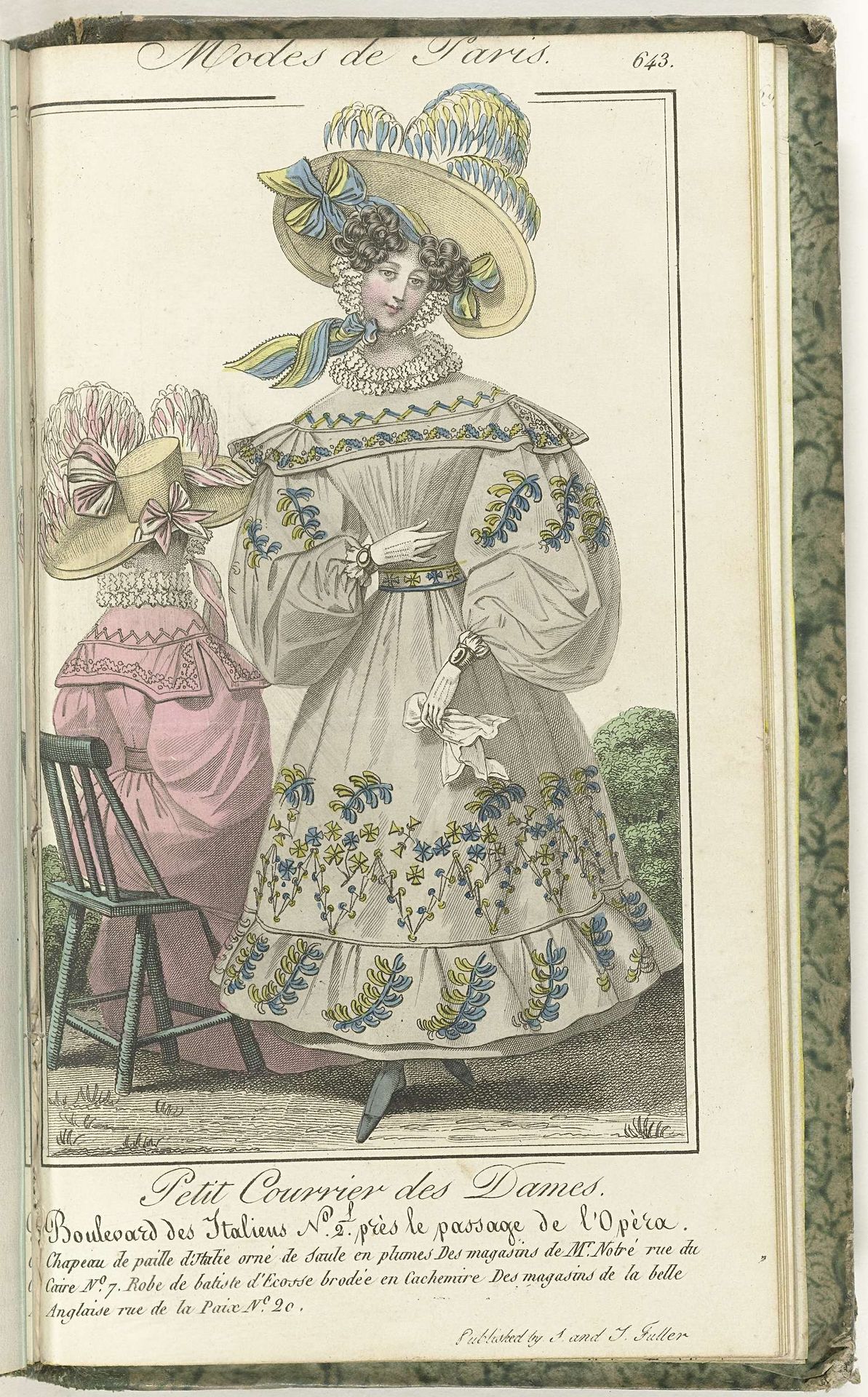Petit Courrier des Dames, 5 juin 1829, No. 643 : Chapeau de paille d'Italie... by Anonymous