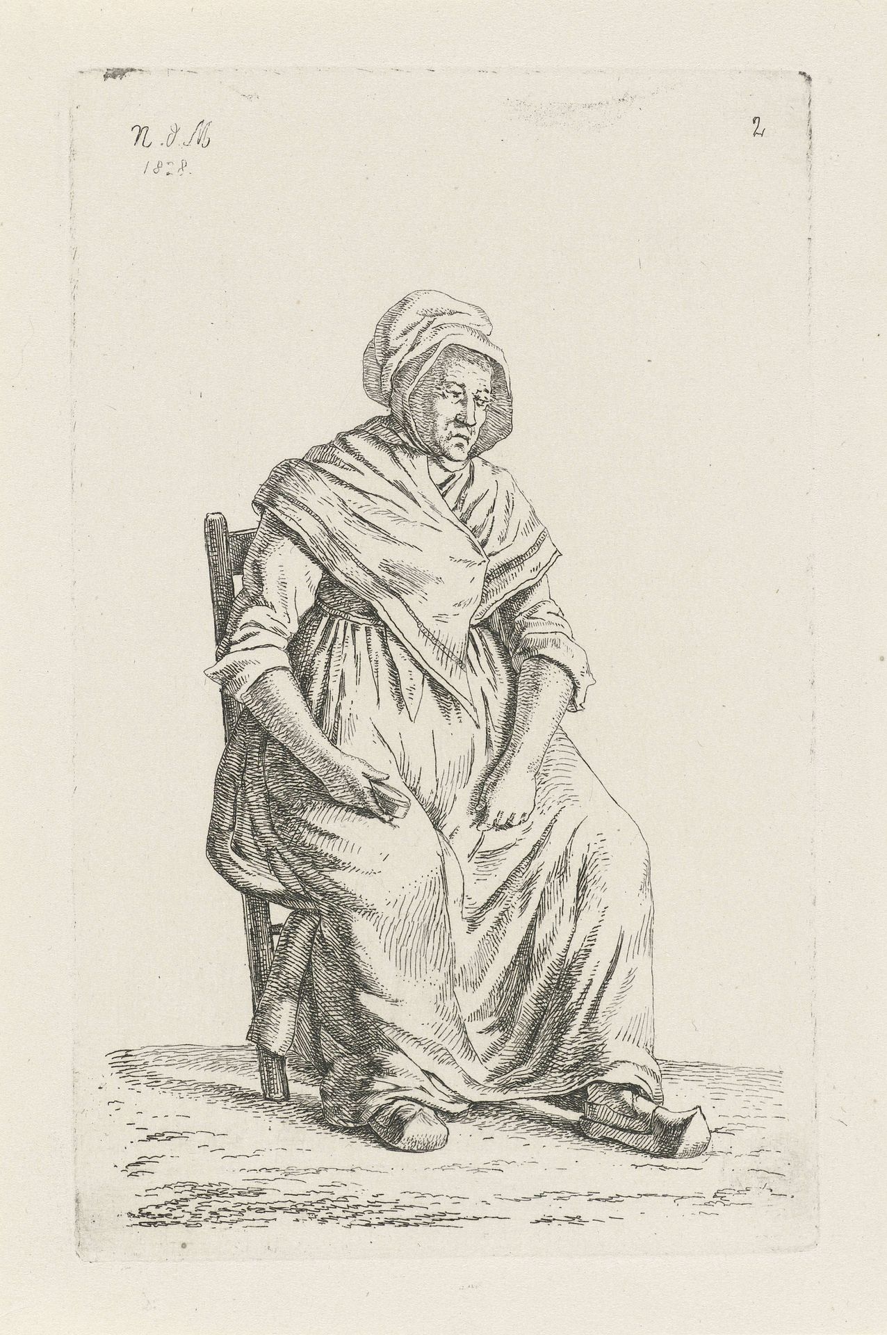 Zittende boerin uit Wallonië by Anthonie Willem Hendrik Nolthenius de Man