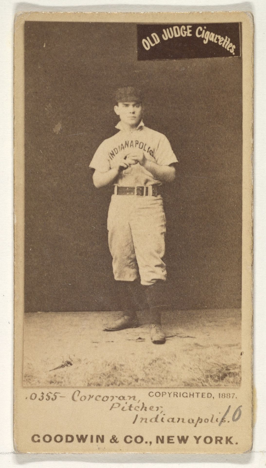 Corcoran, Pitcher, Indianapolis, from the Old Judge series (N172) for Old Judge Cigarettes by Goodwin & Company