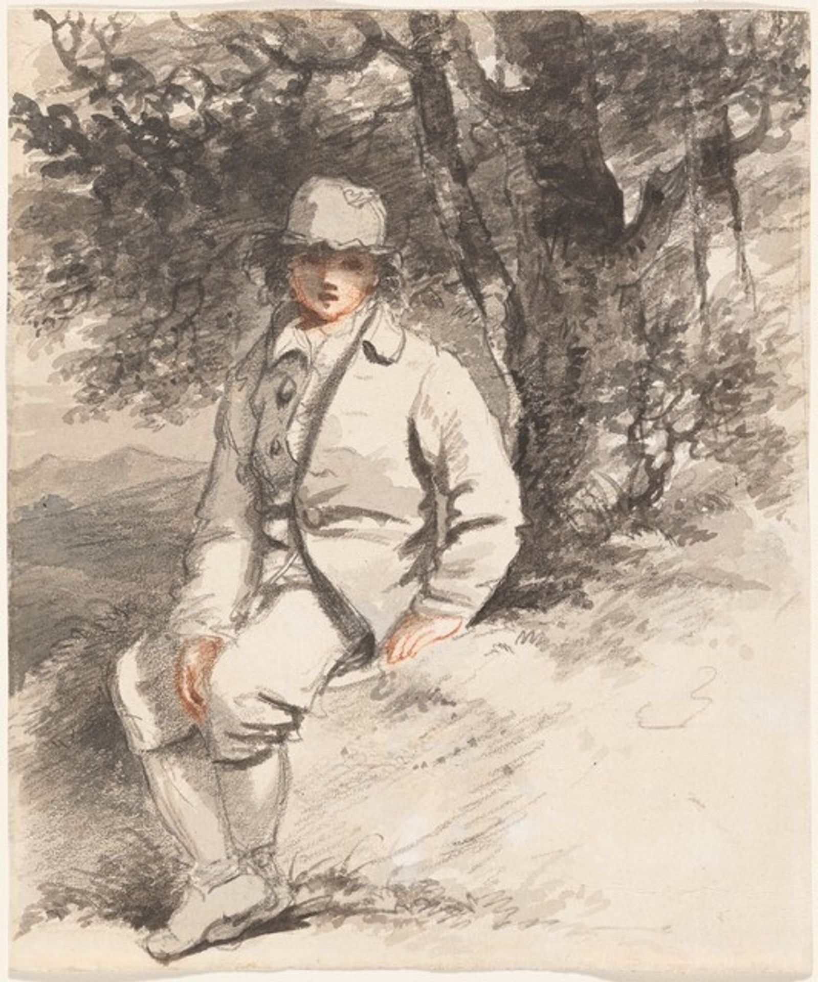 A Young Boy Seated Beneath a Tree by John Hoppner