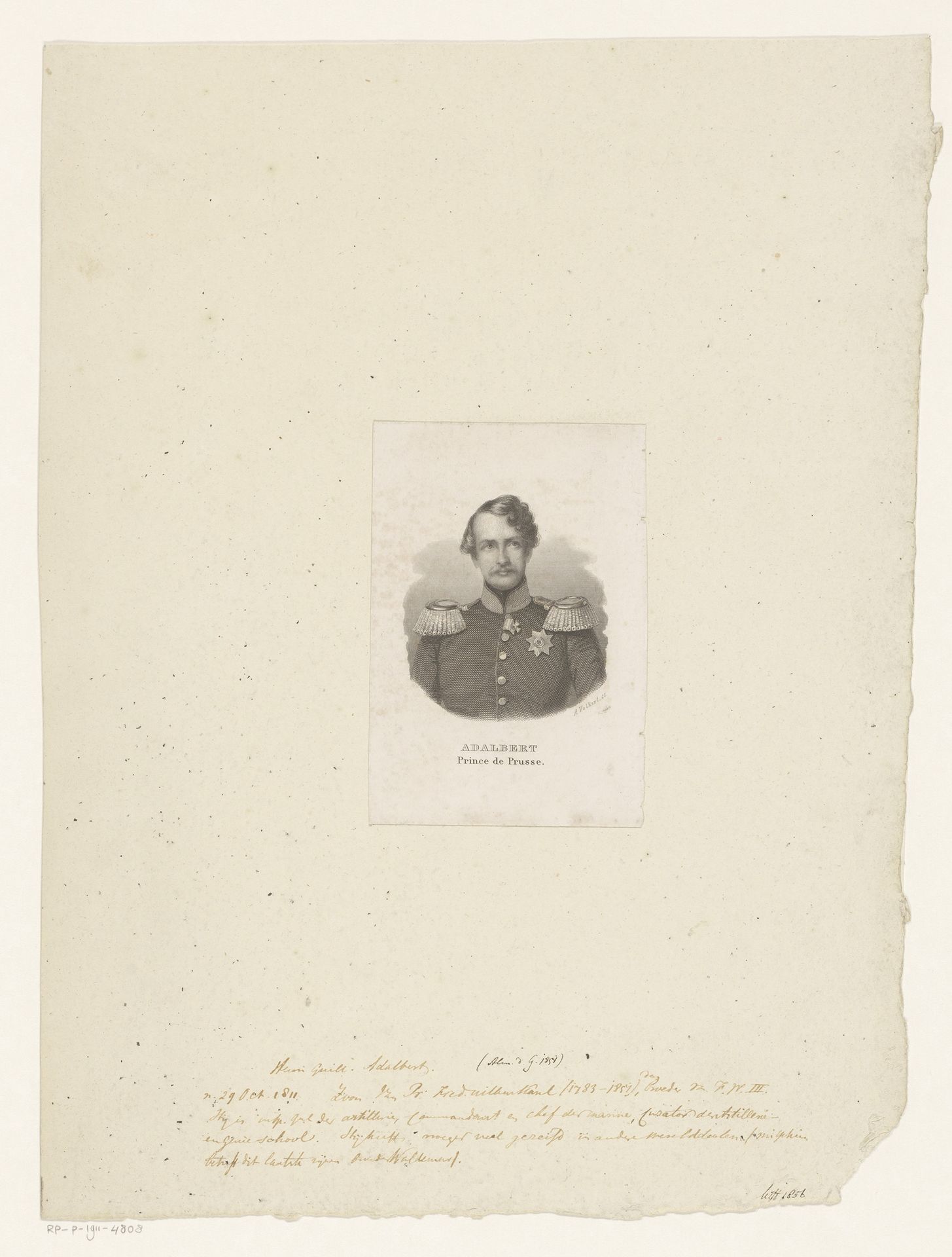 Portret van Adalbert, prins van Pruisen by August Volkert