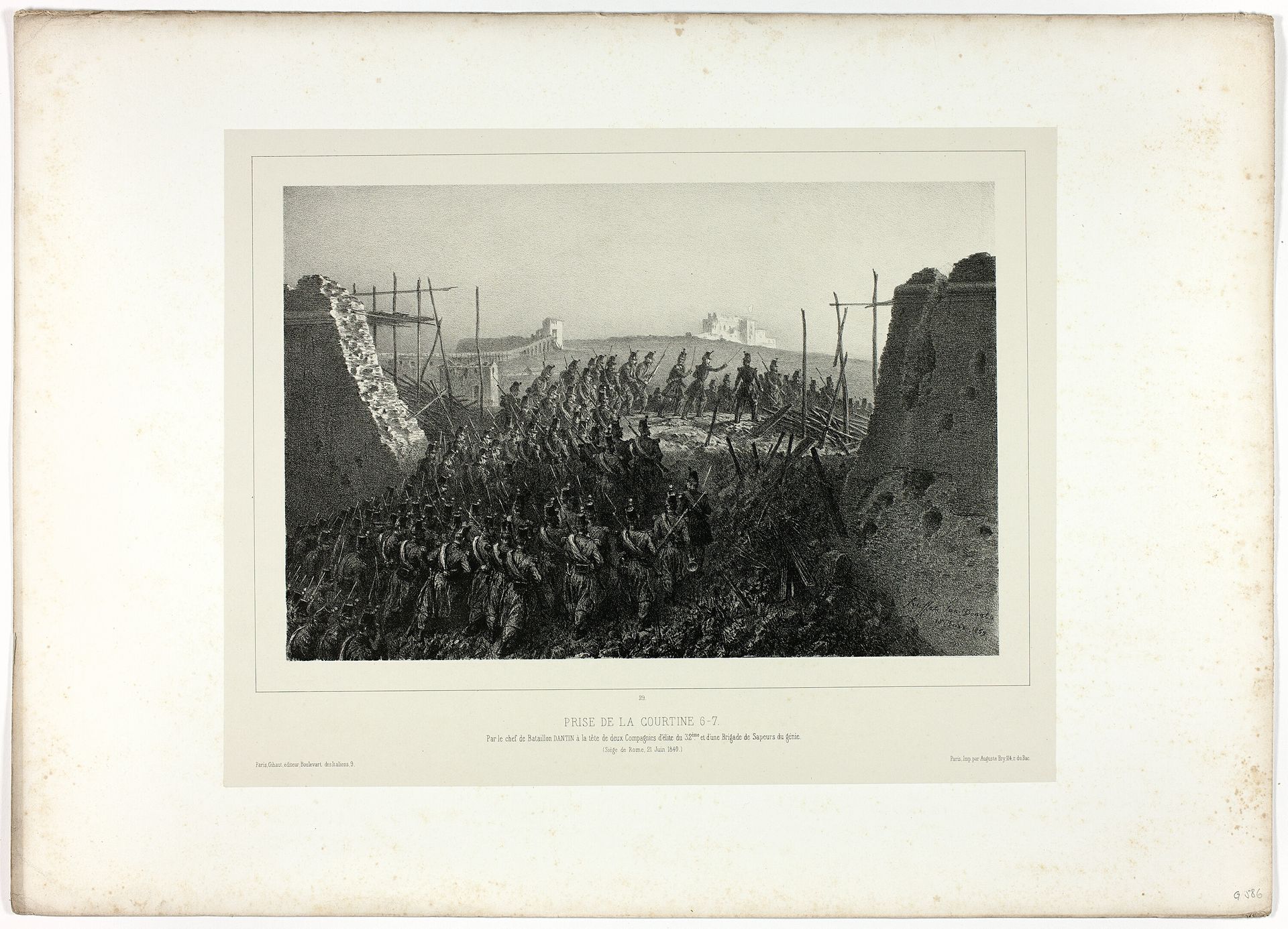 Capture of the Courtine 6-7, from Souvenirs d’Italie: Expédition de Rome by Auguste Raffet