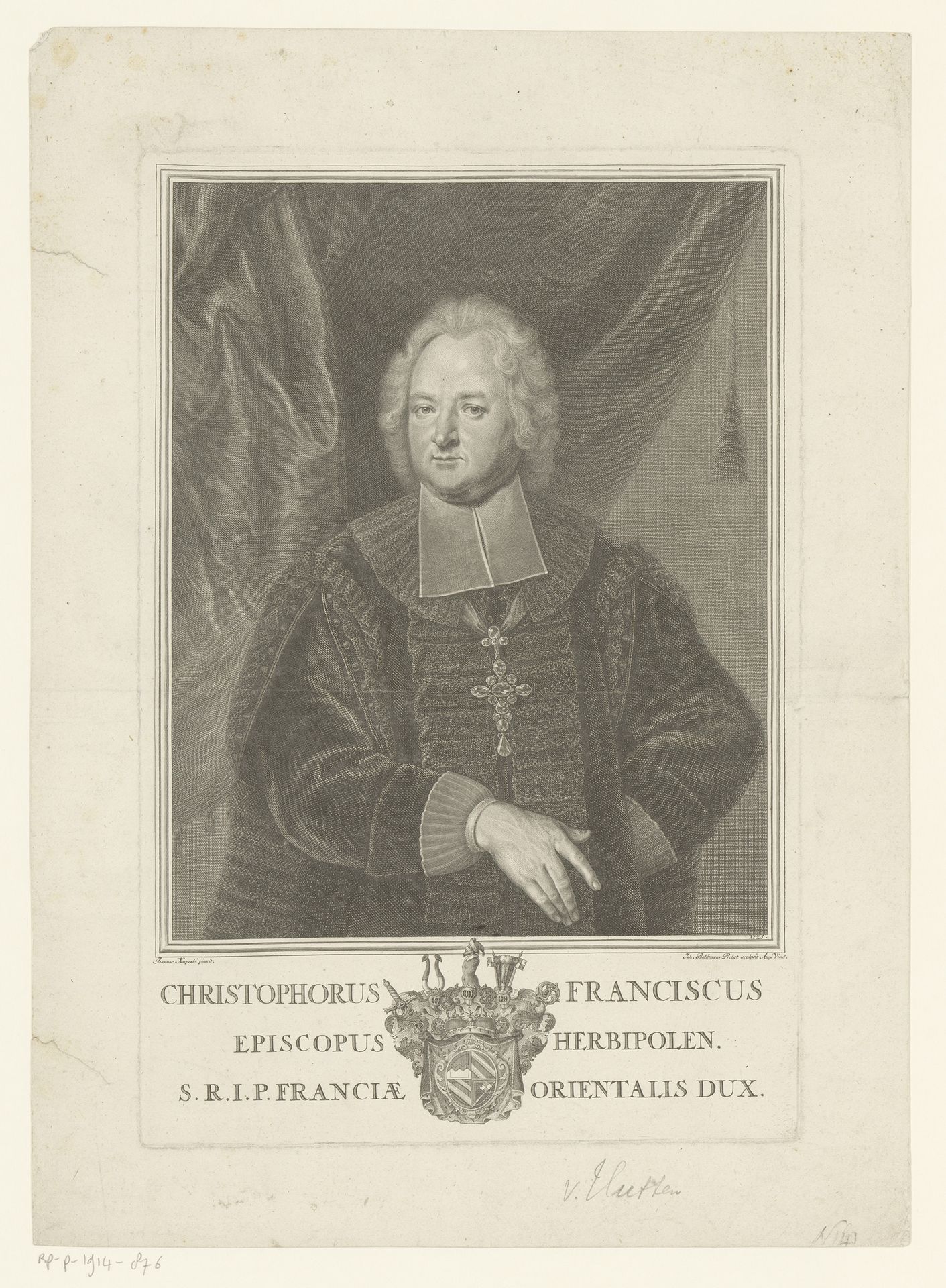 Portret van Christoph Franz von Hutten by Johann Balthasar Probst