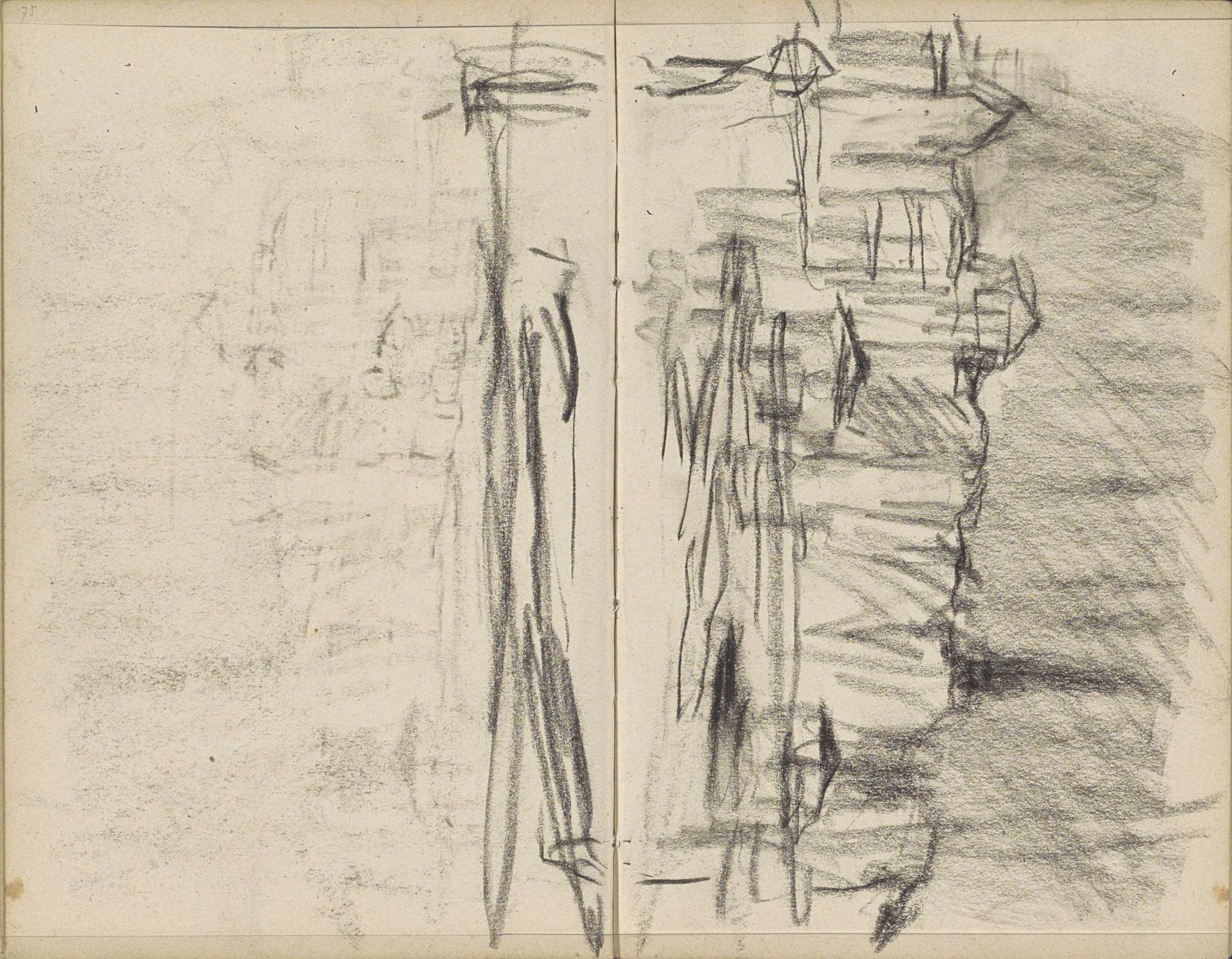 Gezicht op gebouwen, mogelijk aan het water by George Hendrik Breitner