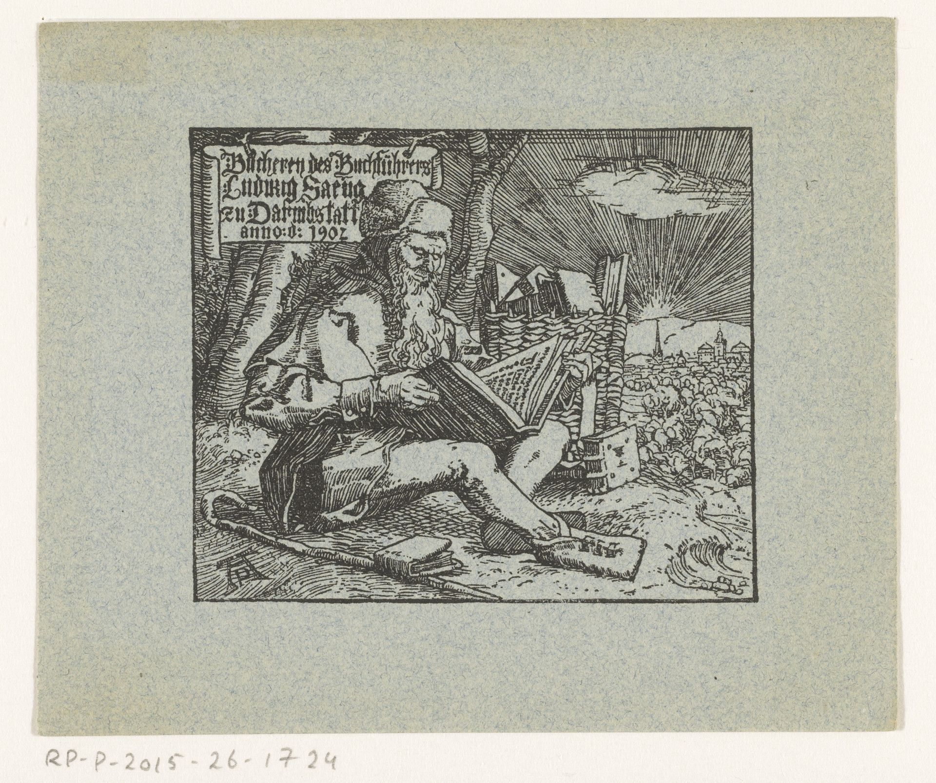 Ex libris van Ludwig Saeng, boekhandelaar te Darmstadt by Anonymous