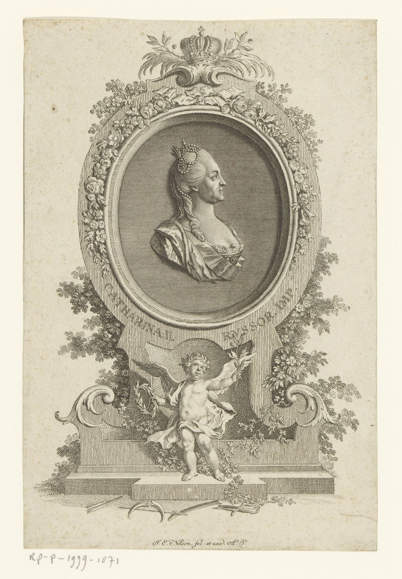 Portret van Catharina de Grote, keizerin van Rusland by Johann Esaias Nilson