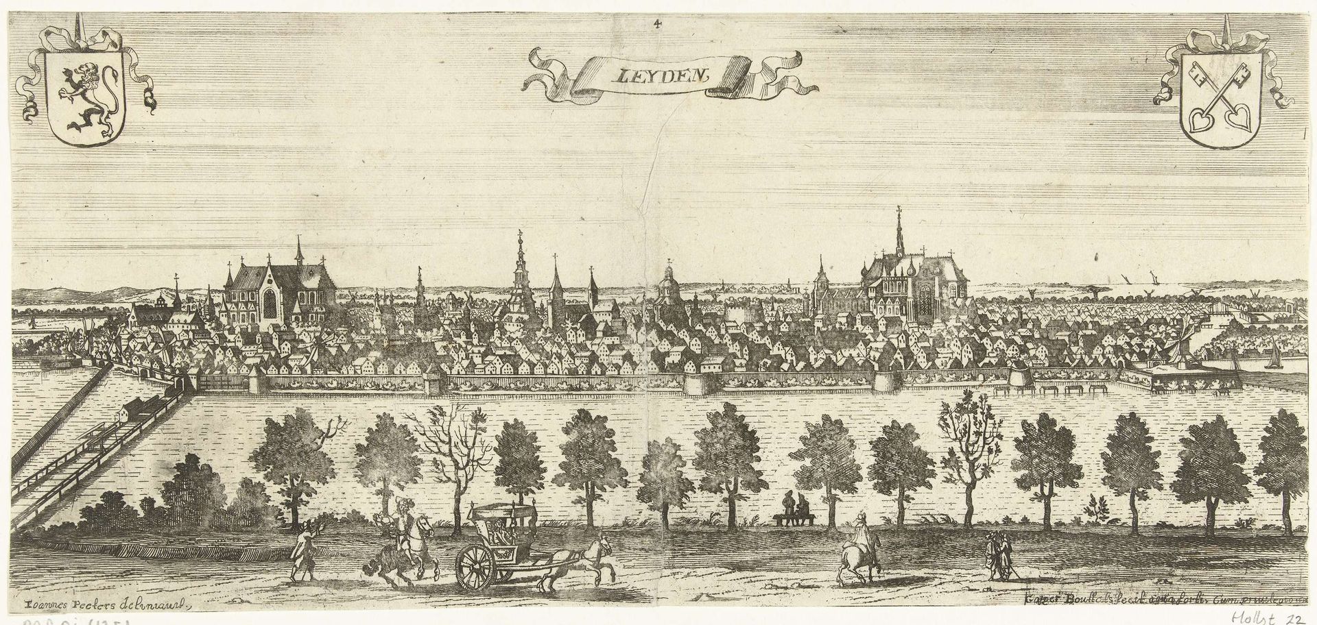 Gezicht op Leiden by Gaspar Bouttats