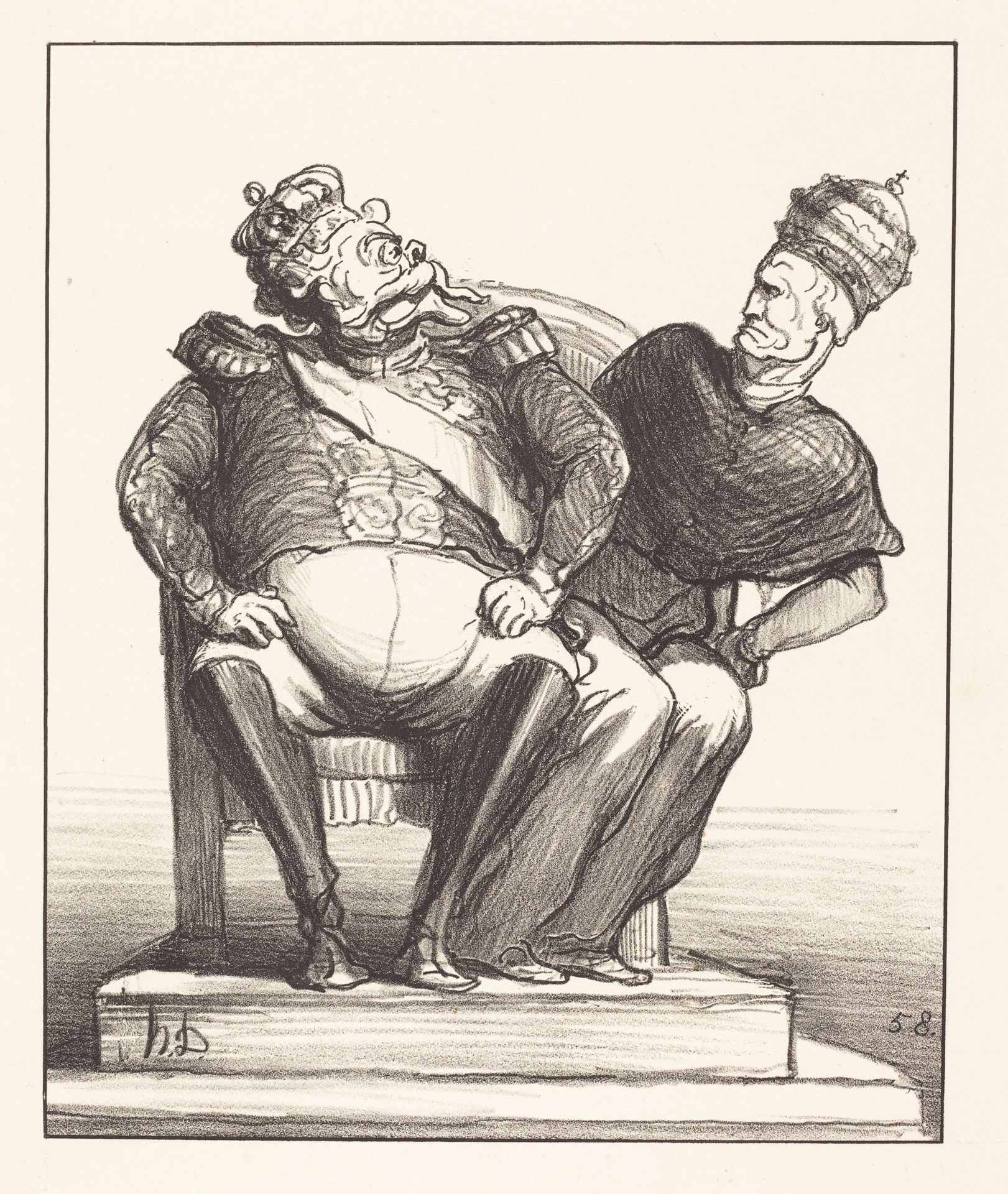 Trop étroit pour deux by Honoré Daumier