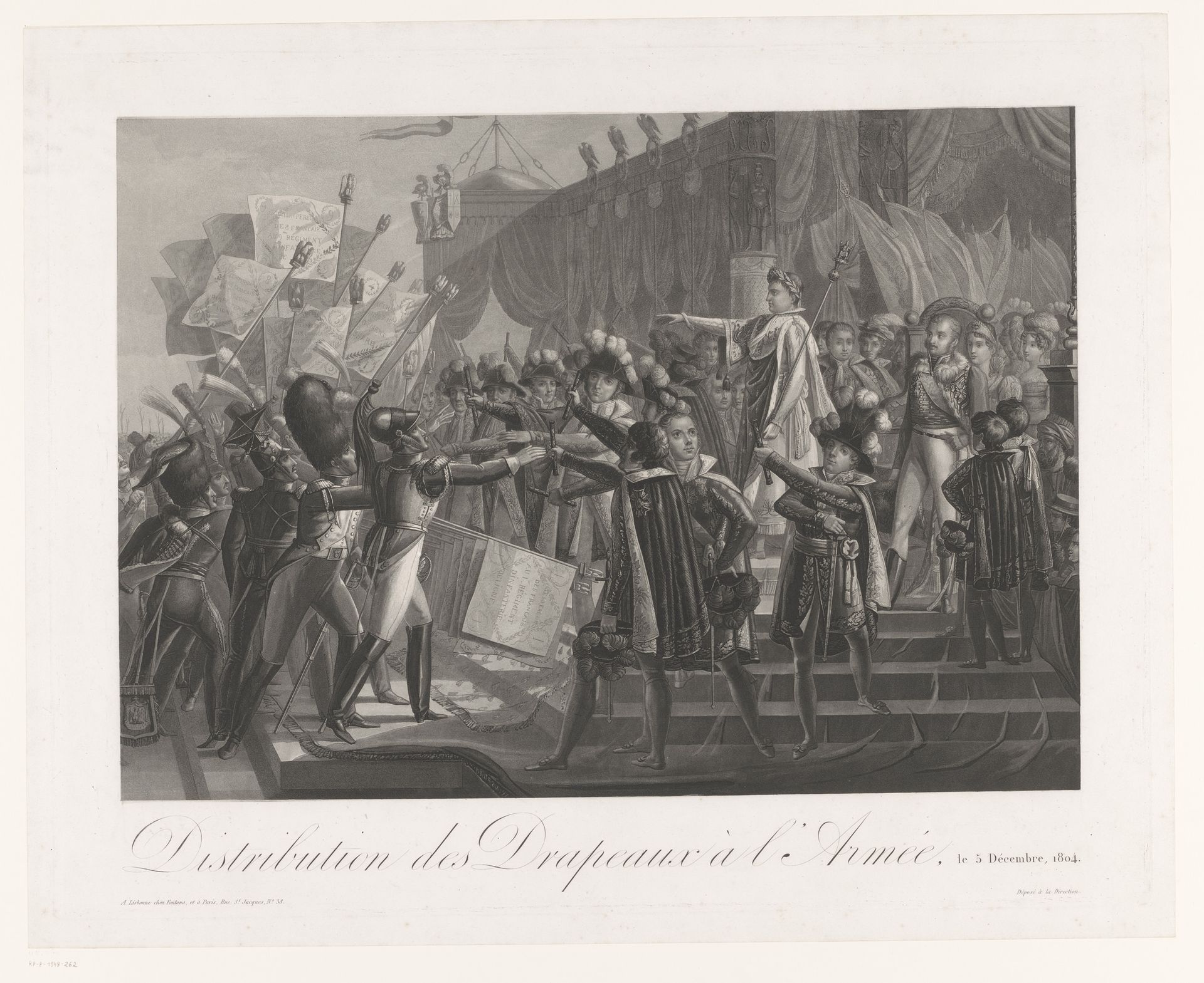 Napoleon reikt de vlaggen uit aan het leger by Anonymous