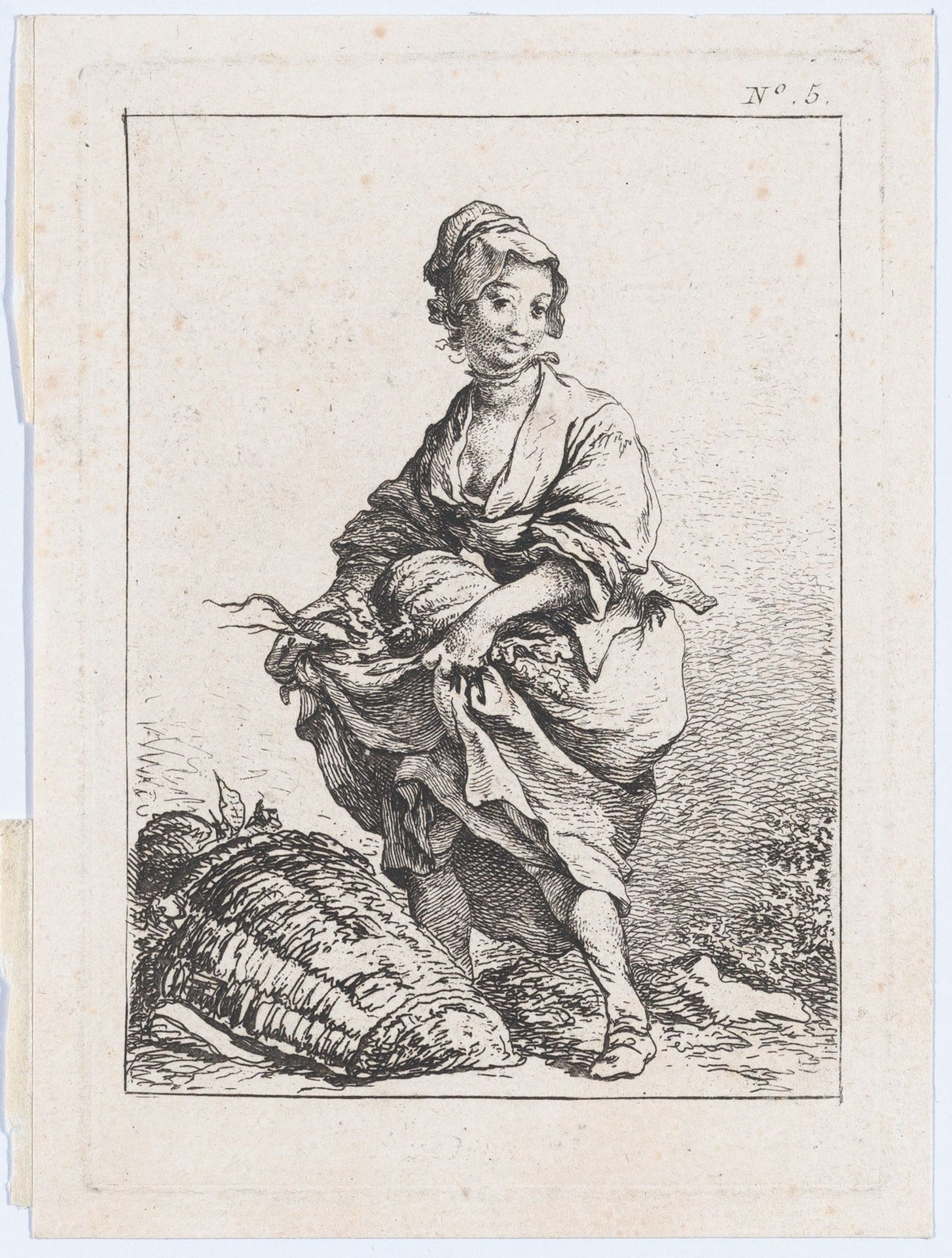 Young Woman Carrying Vegetables by Philippe Jacques de Loutherbourg