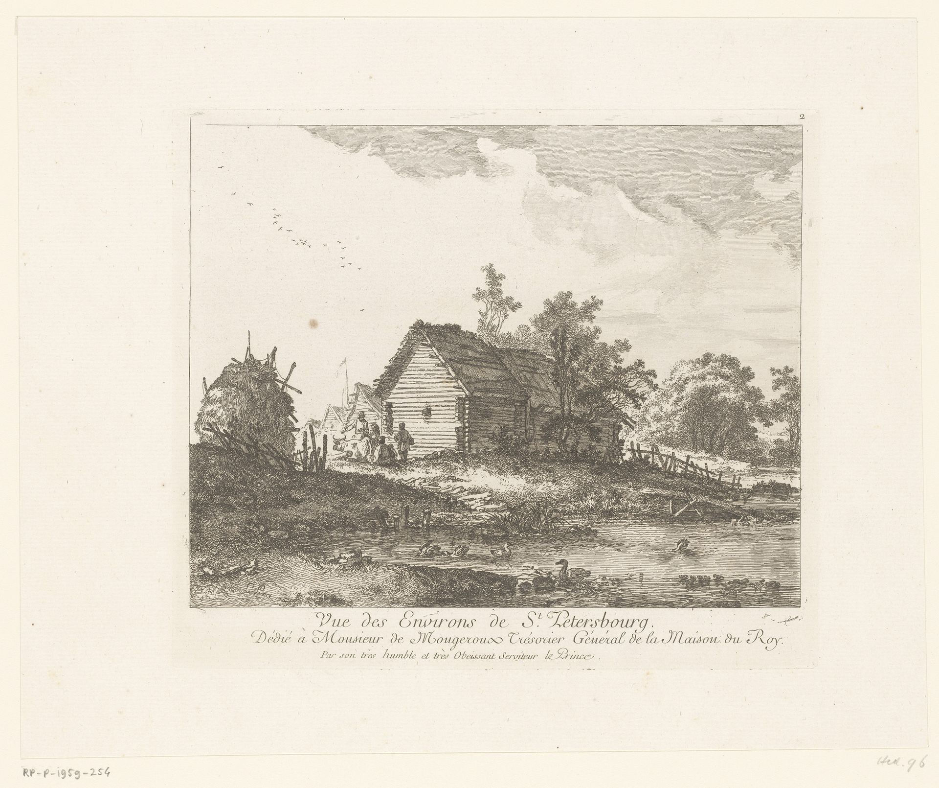 Gezicht op een huis in de buurt van Sint-Peterburg by Jean Baptist Leprince