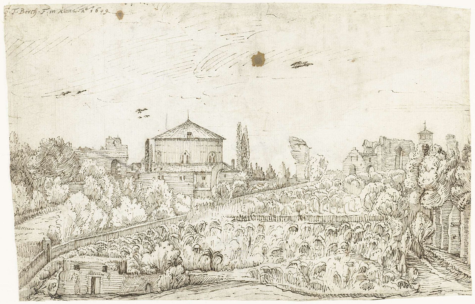 Gezicht op de San Stefano Rotondo, Rome, vanuit het noorden by Gerard ter (I) Borch