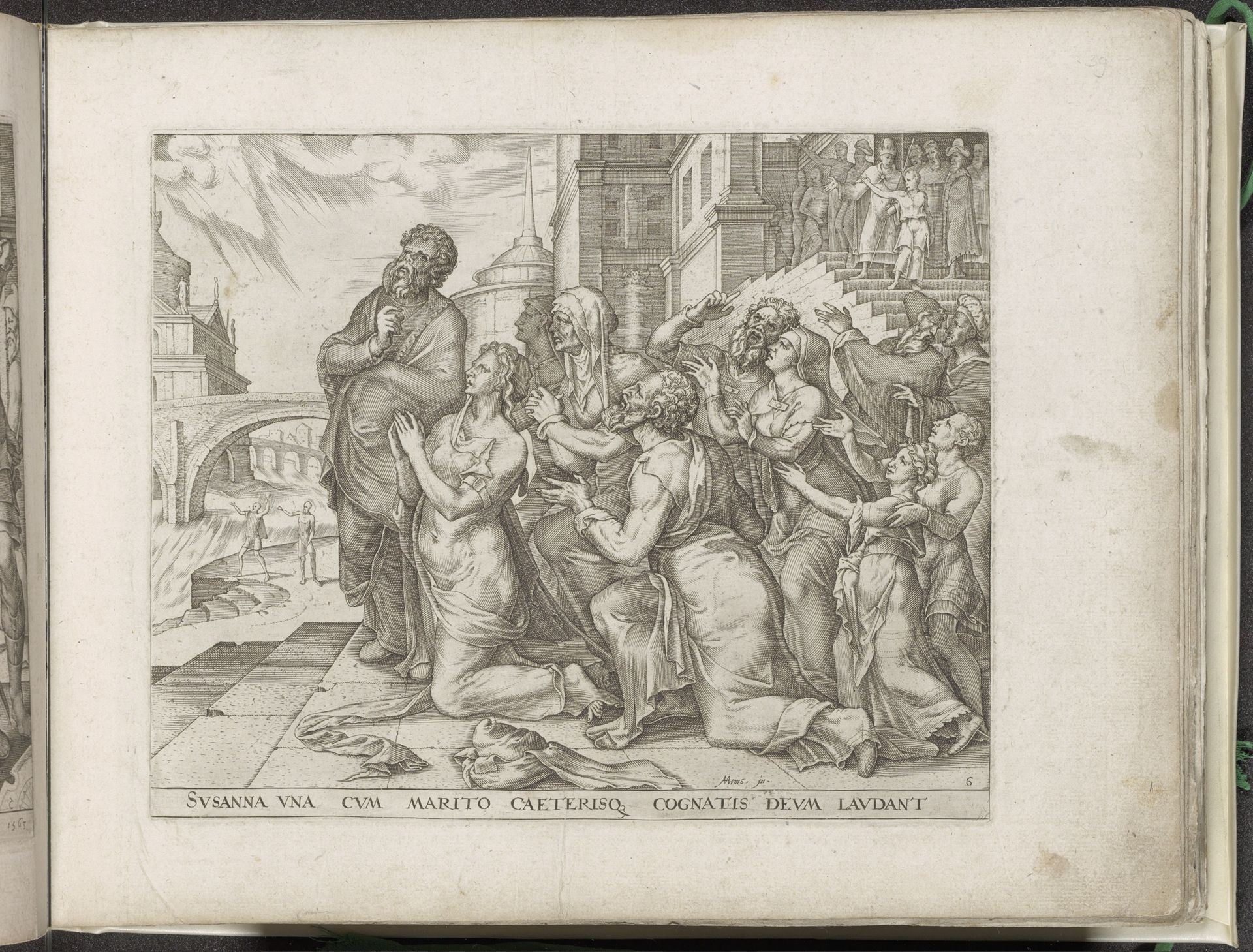 Susanna en haar familie prijzen God by Philips Galle
