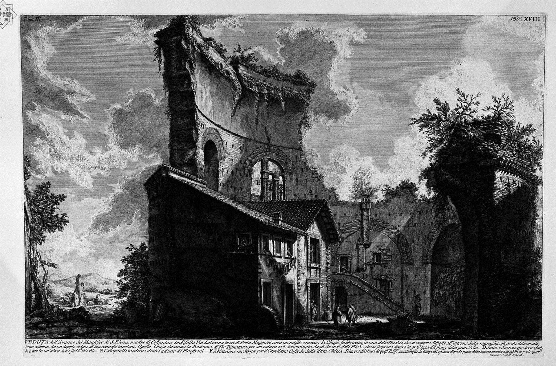 The Roman antiquities, t. 3, Plate XVIII. A view of the same mausoleum. by Giovanni Battista Piranesi