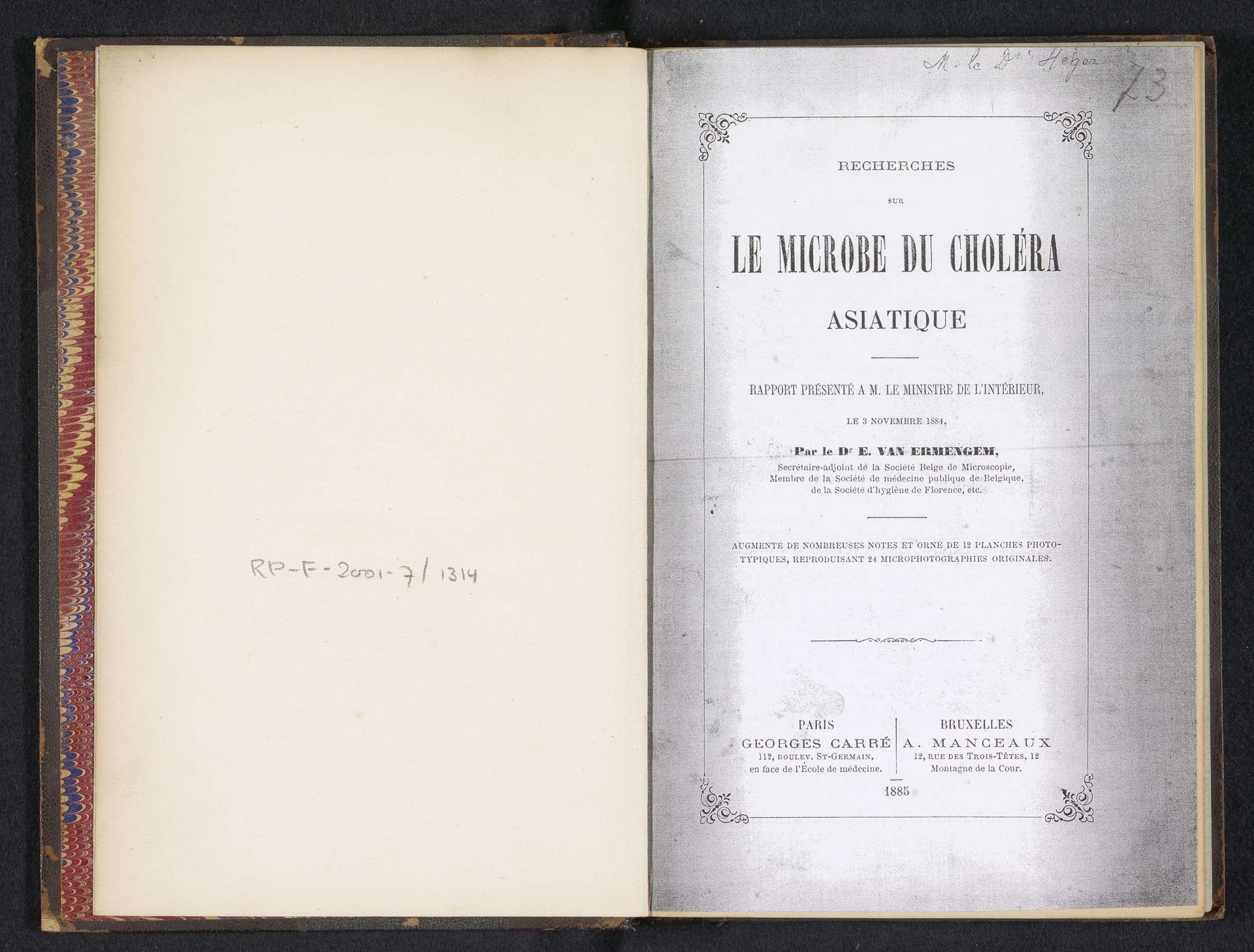 Recherches sur le microbe du choléra asiatique by Émile van Ermengem