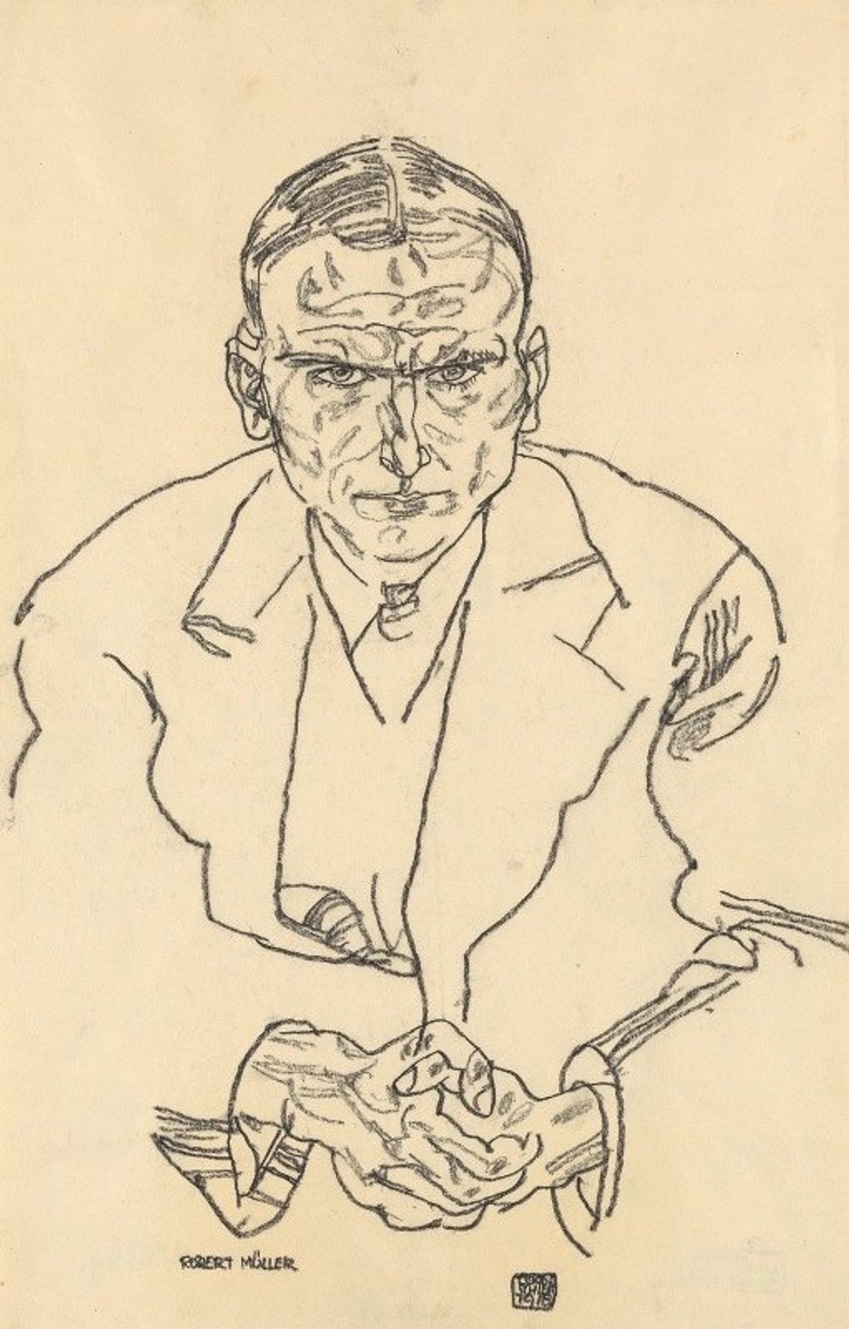 Porträt des Schriftstellers Robert Müller by Egon Schiele