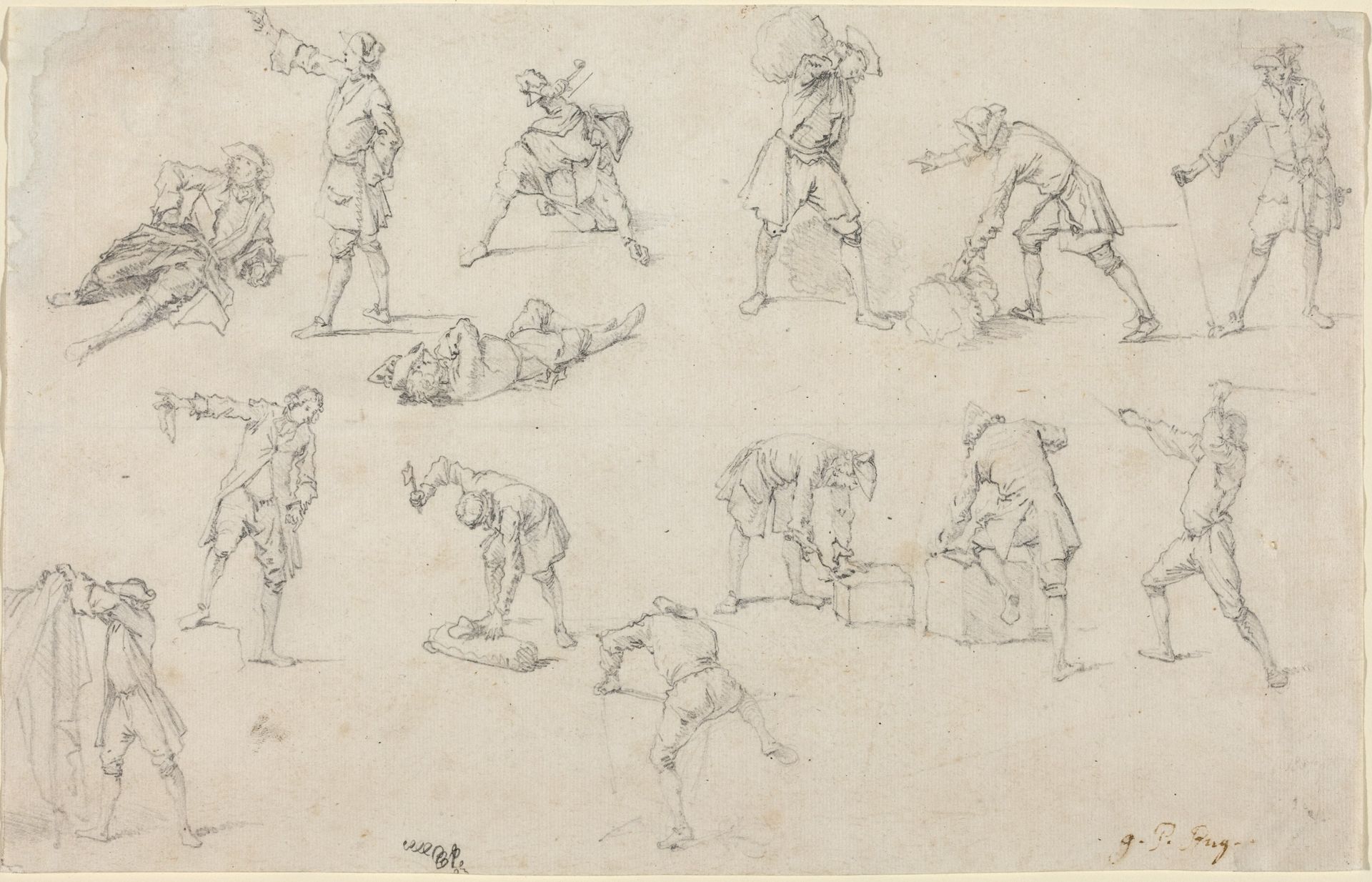 Studies of Soldiers in Camp by Georg Philipp Rugendas