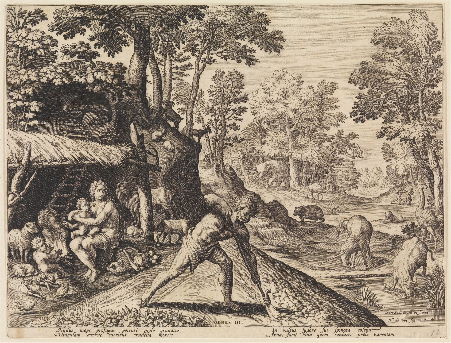 Adam at Work after the Fall from The Story of the First Men by Johann Sadeler I