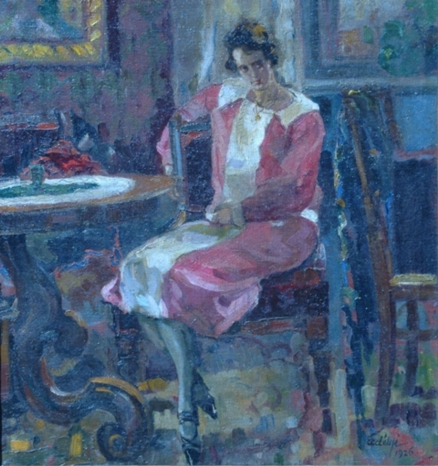 Female Figure in the Interior by Adalbert Erdeli
