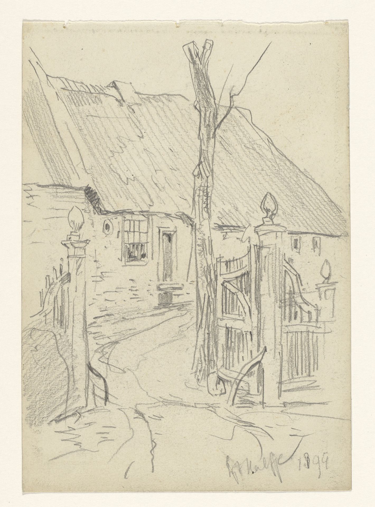 Toegangshek van een boerderij bij 't Kalfje by Jan Hoynck van Papendrecht