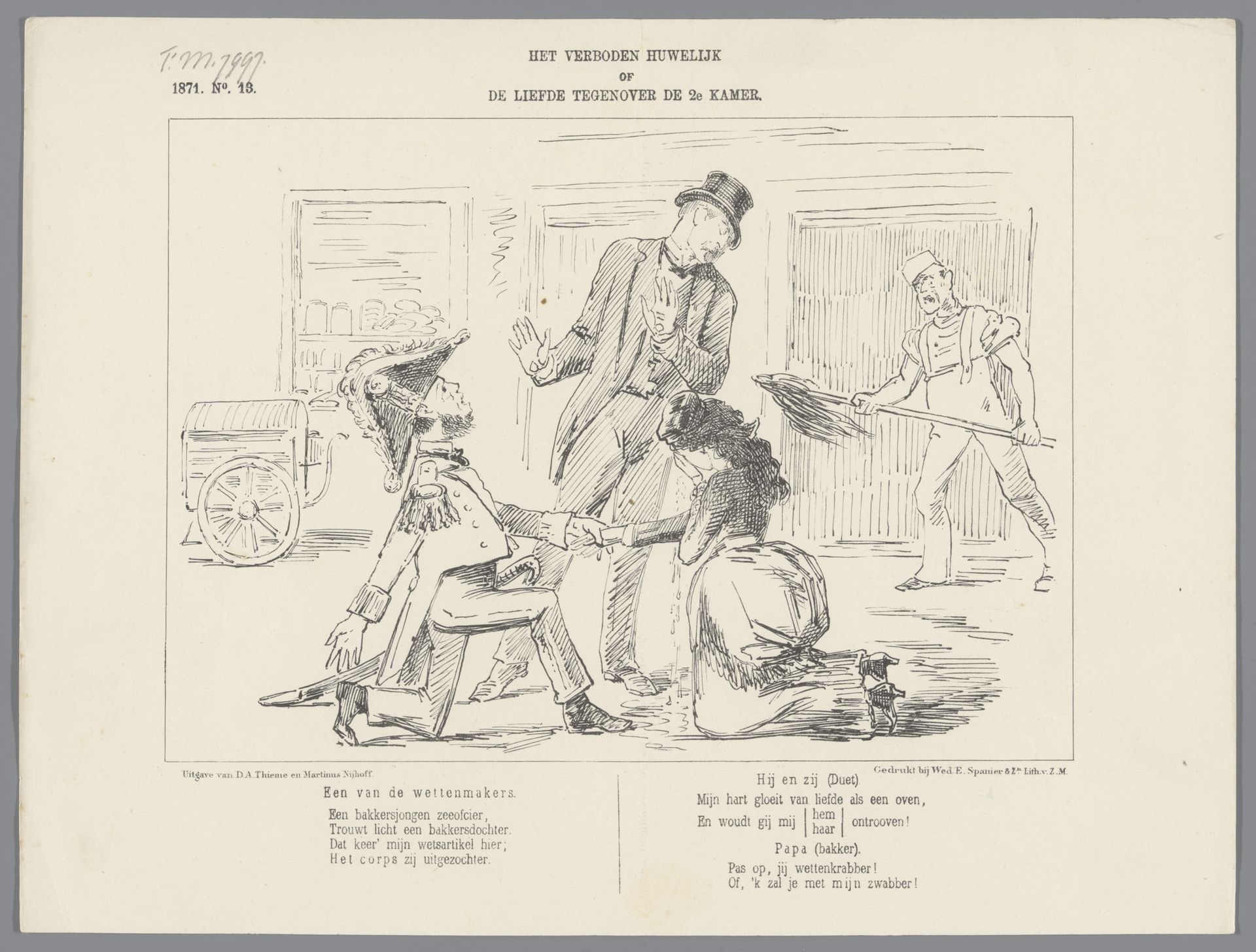 Spotprent op het kamerlid Casembroot, 1871 by Johan Michaël Schmidt Crans