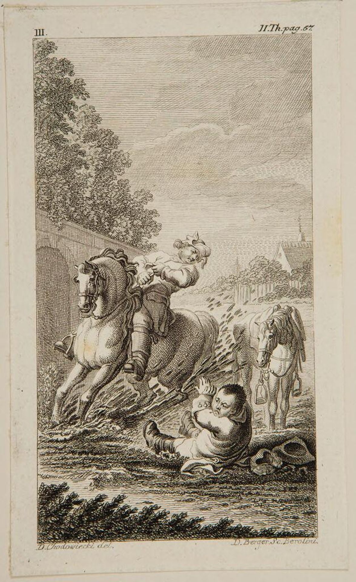 Illustration to Tristram Shandy, IX Th., p.75: A Gentleman from a Coach Beseeches a Shepherdess by Daniel Berger