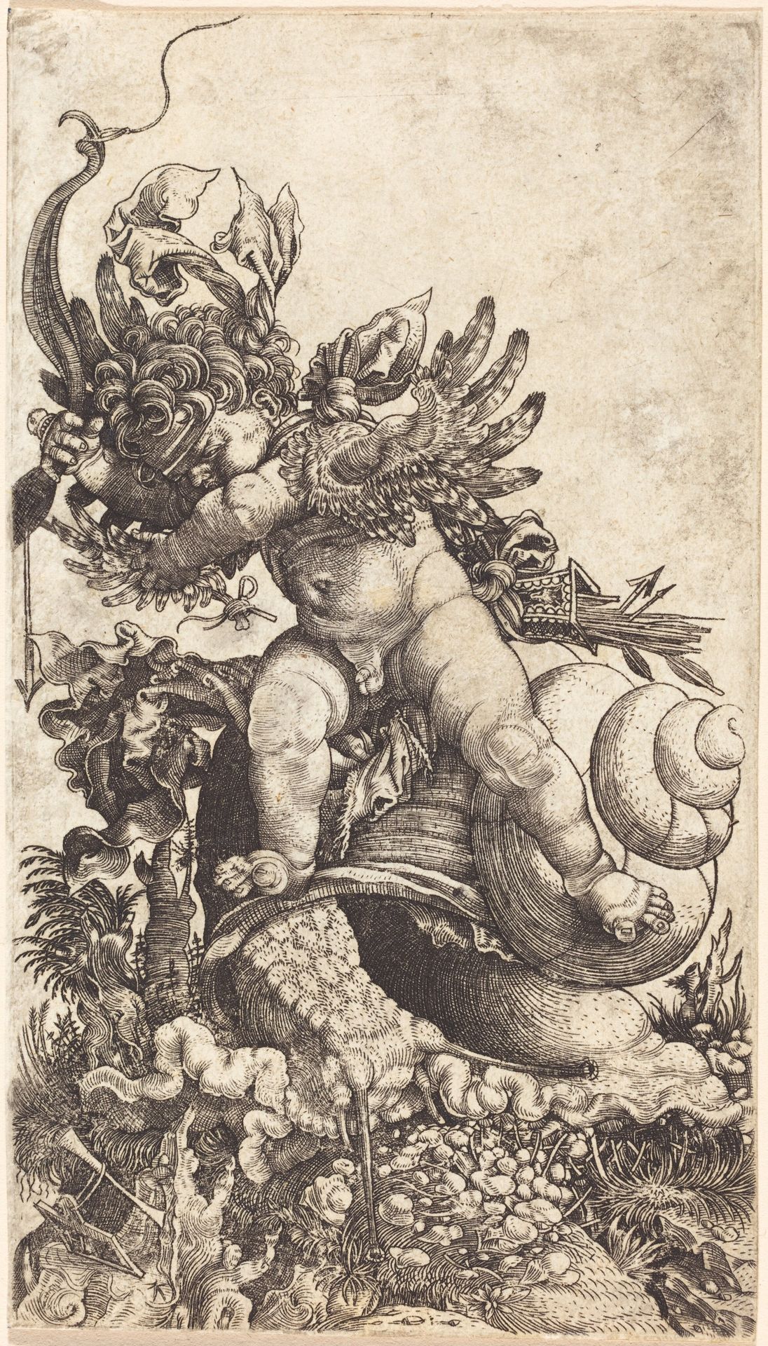 Cupid Riding a Snail over Fungus Vegetation by Master HL
