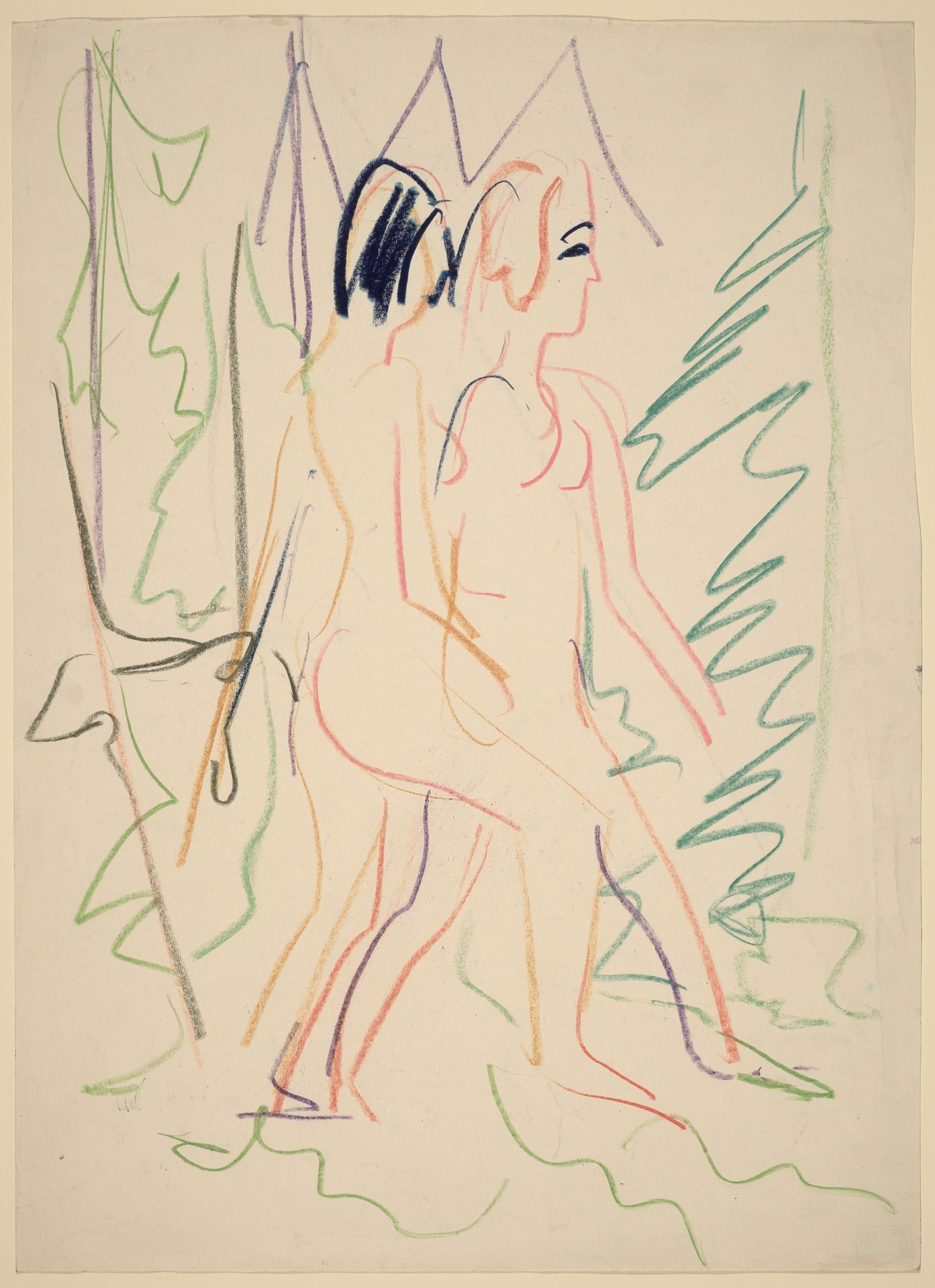 Two Nudes in a Forest by Ernst Ludwig Kirchner