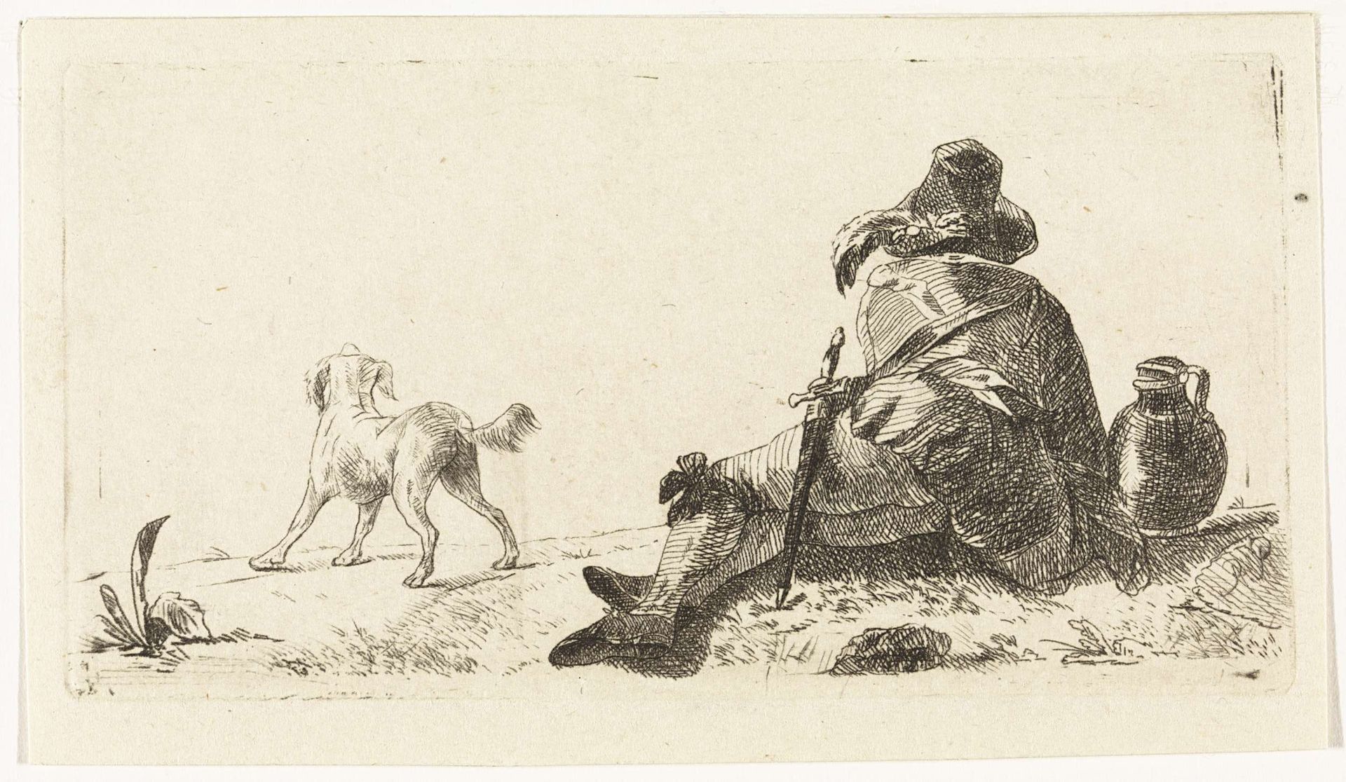 Man met hond by Paulus Charles Gerard Poelman