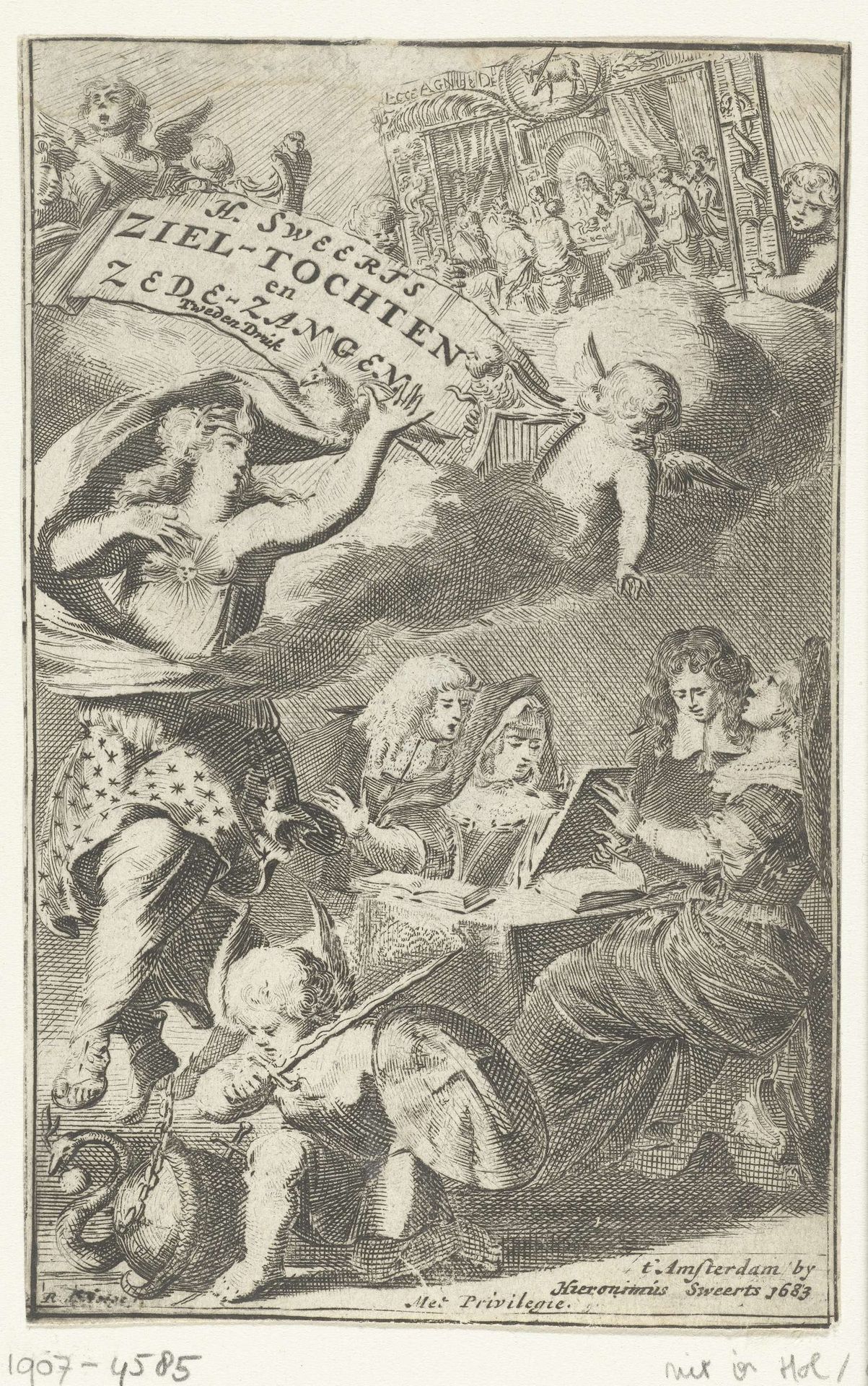 Titelprent voor 'Innerlycke ziel-tochten op't H. avontmaal' van Hieronymus Sweerts by Romeyn de Hooghe