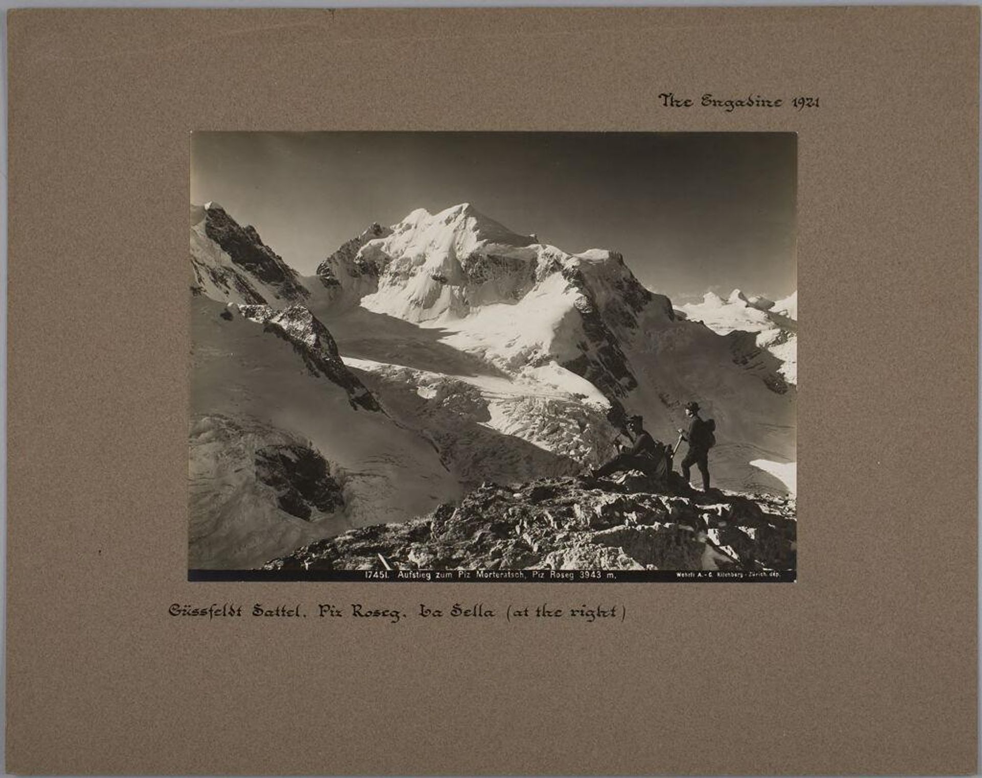 GÃ¼ssfeldt Sattel, Piz Roseg, La Salla (at right), The Engadine by A. G. Wehrli