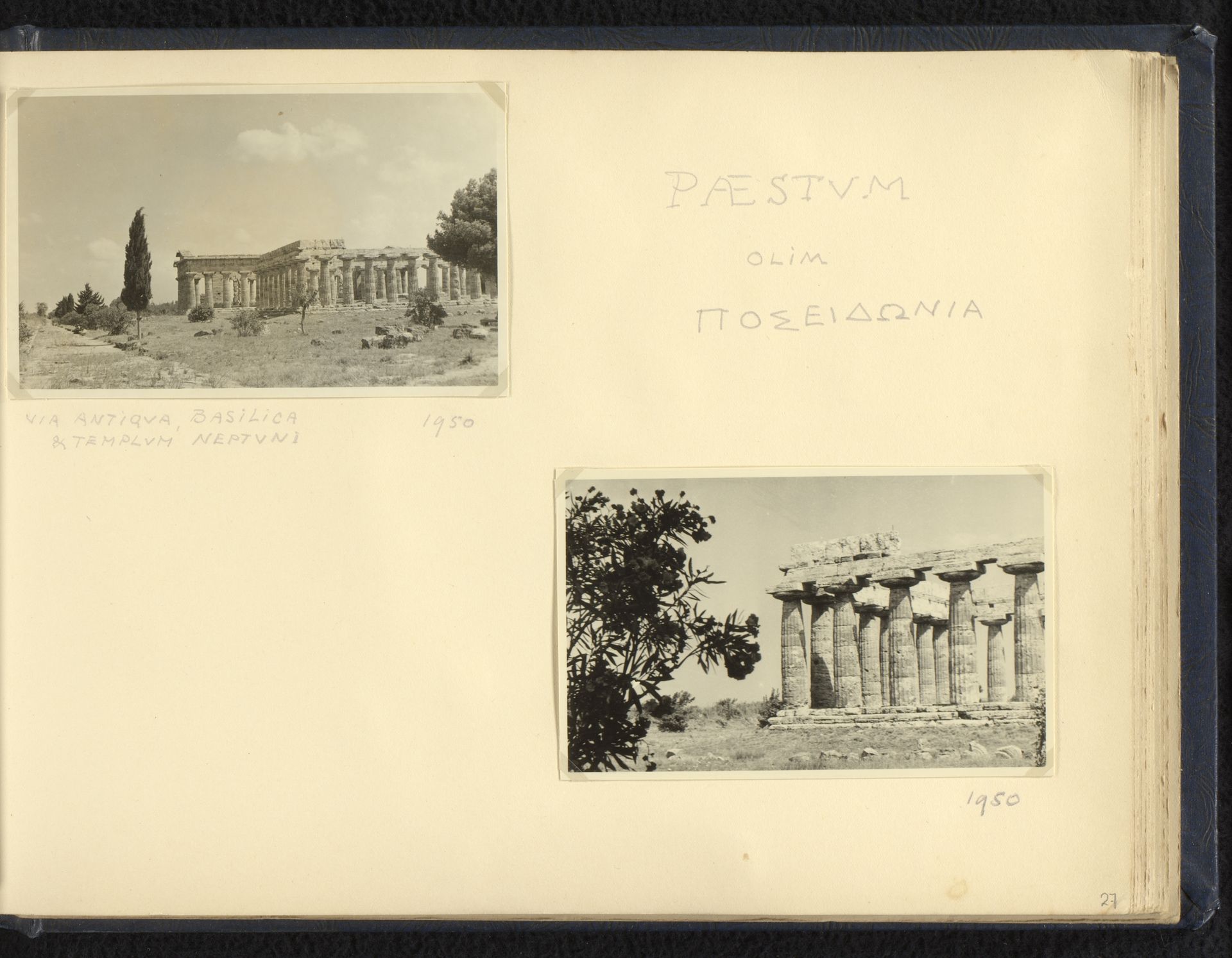 Twee foto's van de tempel van Hera in Paestum by Norbert van den (1901-1972) Berg