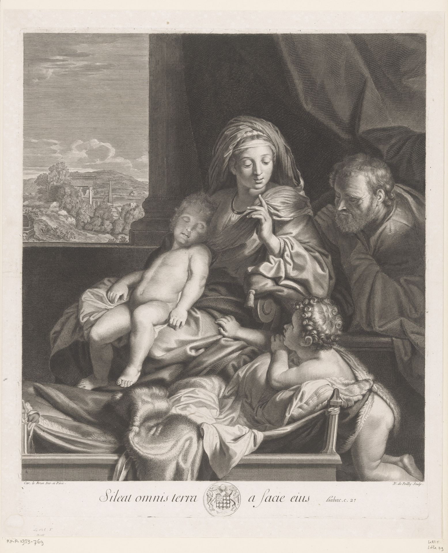 Heilige Familie met Johannes de Doper by Nicolas de (I) Poilly