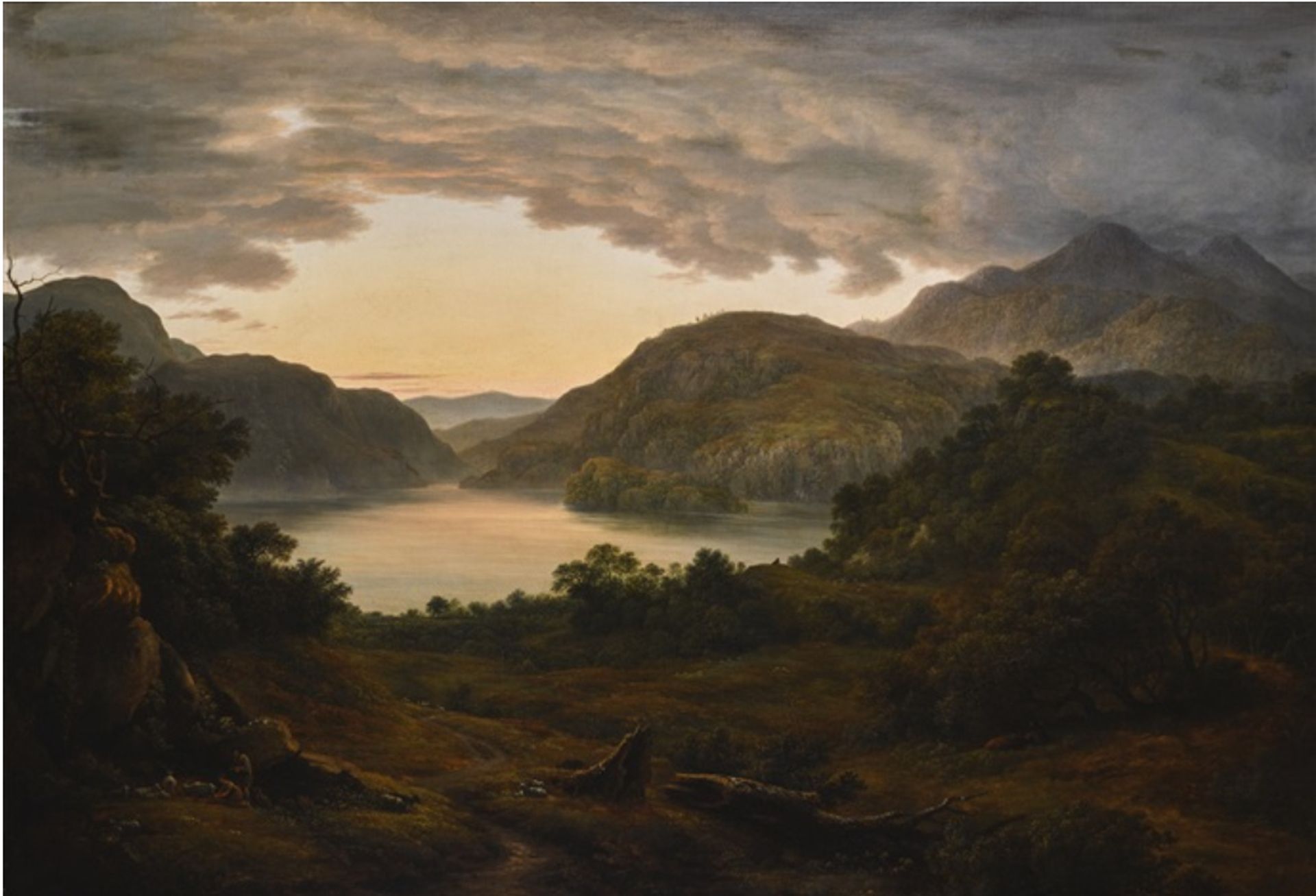 View of ullswater from gowbarrow fell - evening by John Glover