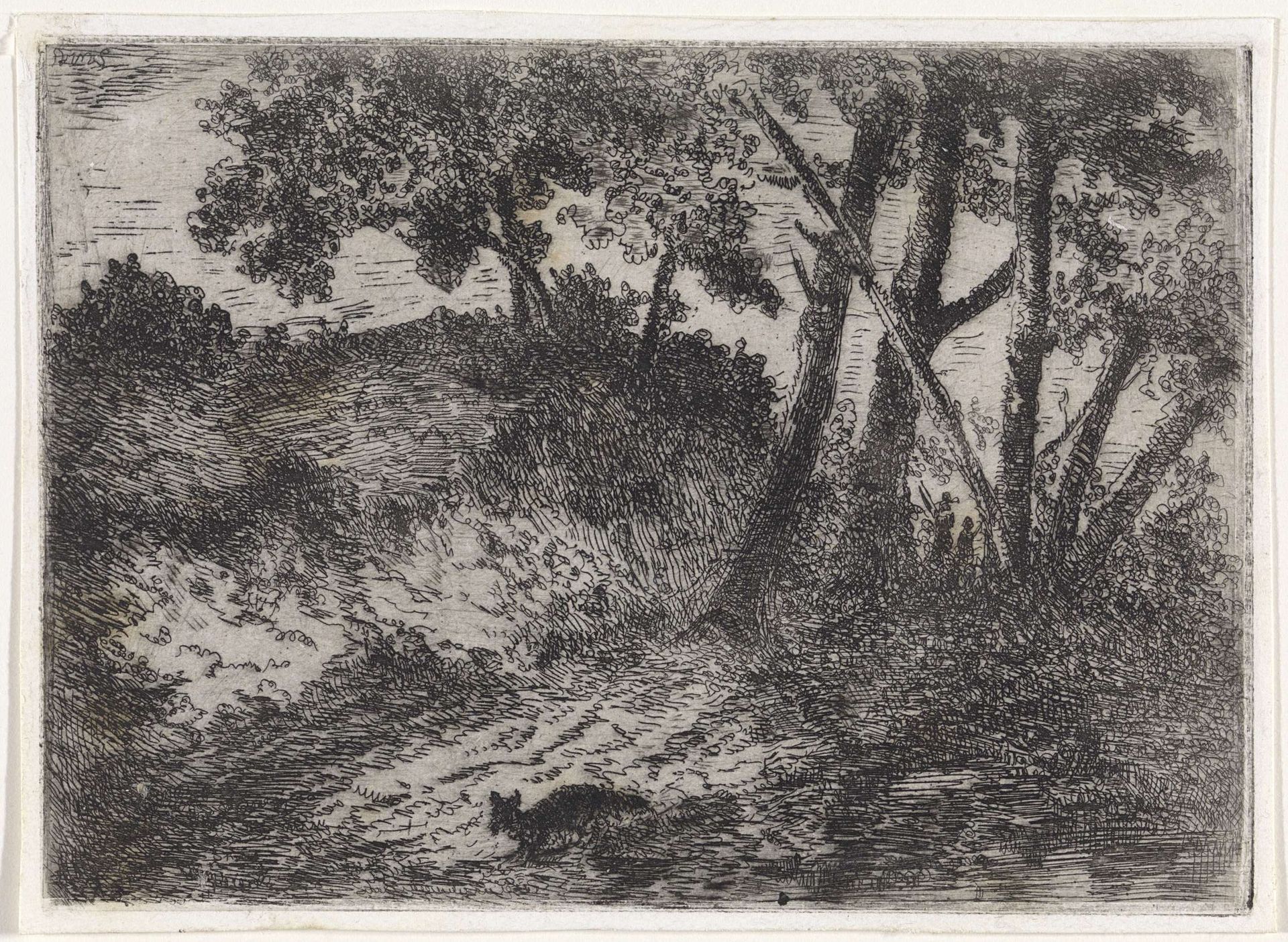 Boslandschap met een vos by Arnoud Schaepkens