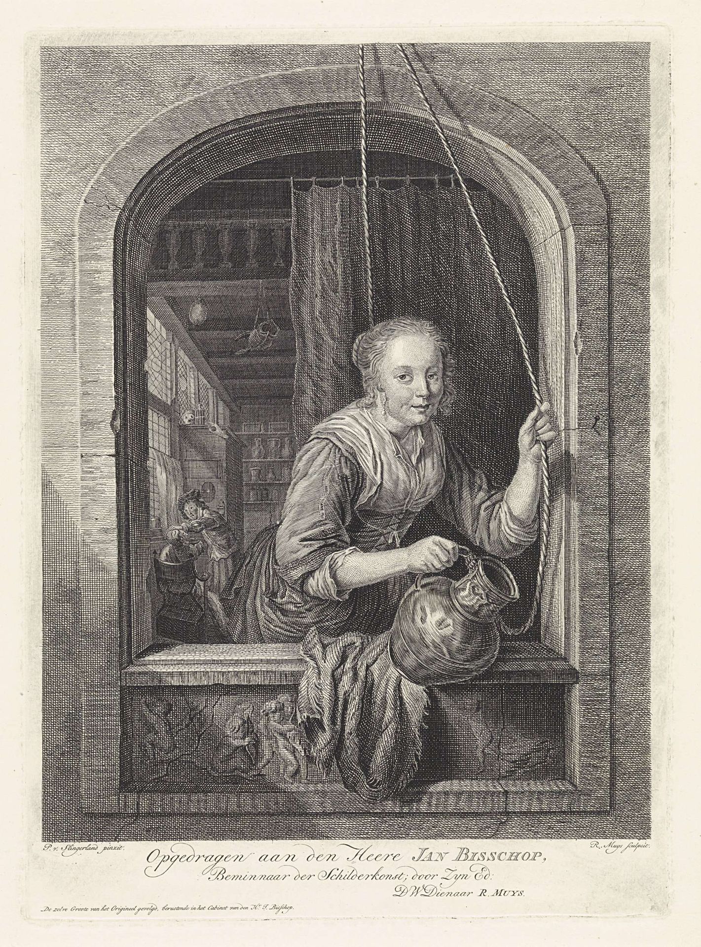 Vrouw met kan in het venster by Robbert Muys