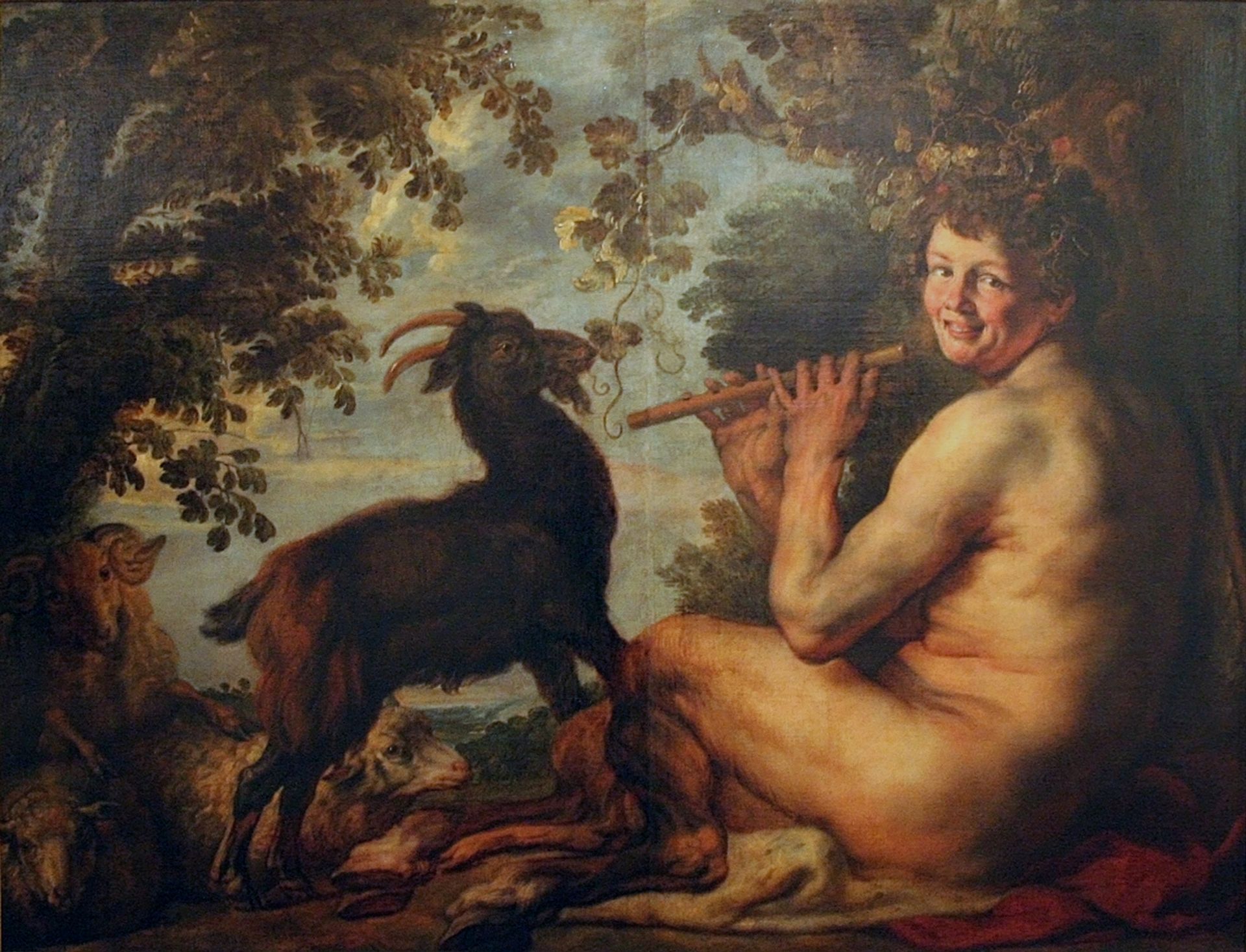Satyr playing flute by Jacob Jordaens