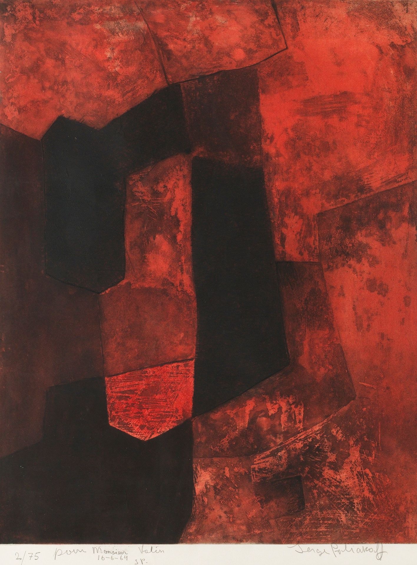 Composition brune et rouge by Serge Poliakoff