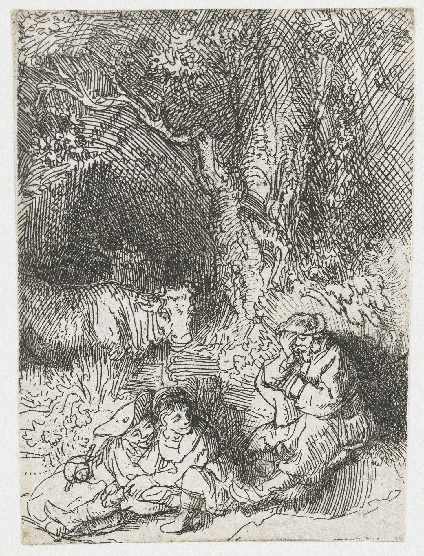 The sleeping herdsman by Rembrandt van Rijn