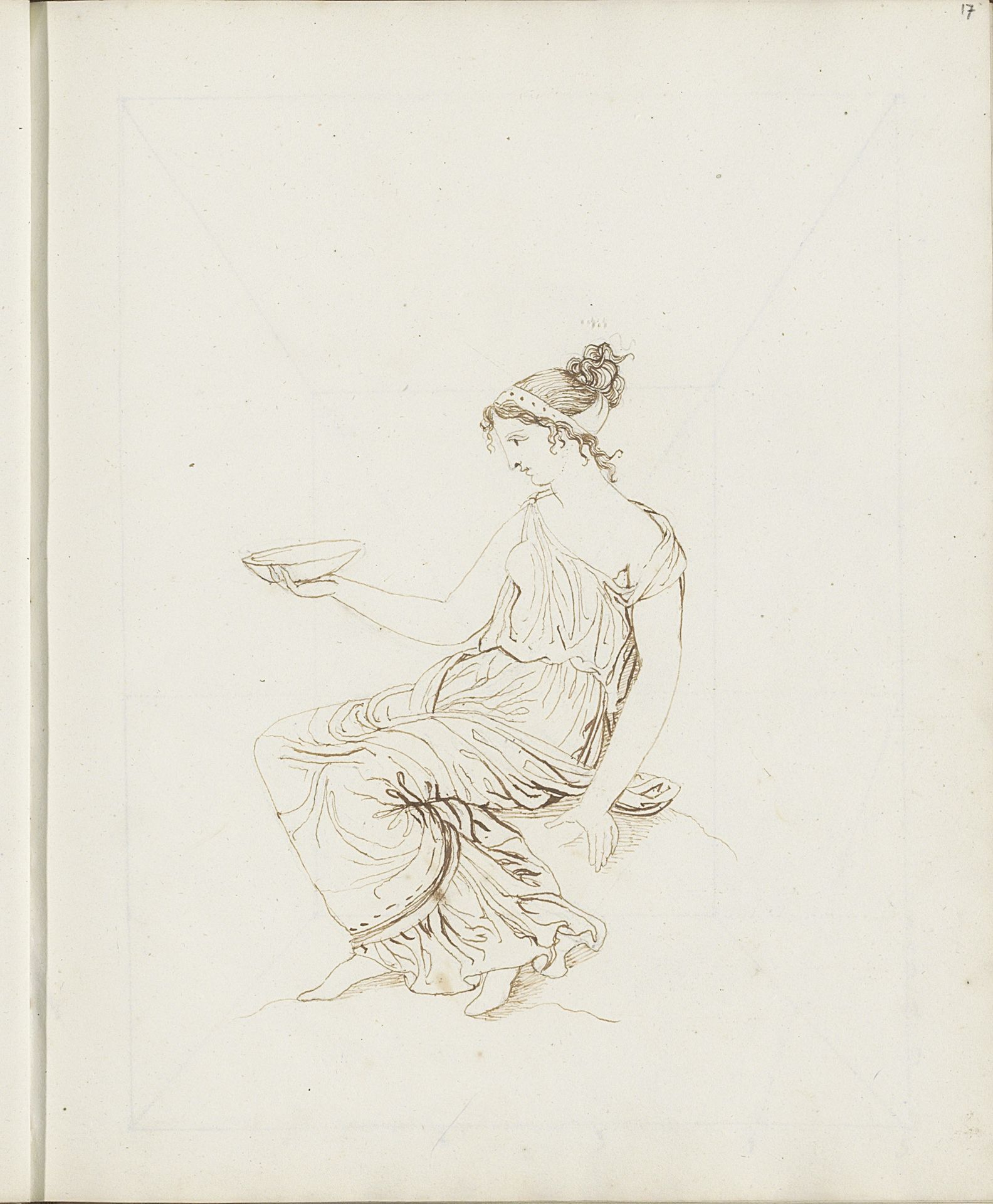 Zittende vrouw met een schaal in de hand, naar klassiek voorbeeld by Catharina Kemper